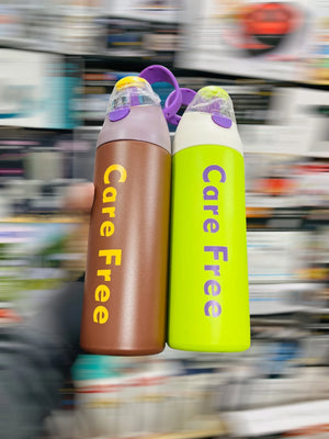 Insulated Stainless Steel Sports Travel Water Bottle with Straw & Dual Drinking Lid (670ml / 22.6 oz) 316 Lined Thermal Vacuum Flask with Carrying Handle