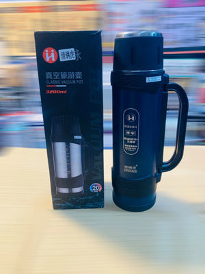 Qingganghu 3200ml Stainless Steel Vacuum Insulated Travel Thermos Jug – Portable Large Capacity Flask with Handle, Shoulder Strap & Dual Cups