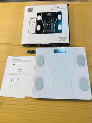 Smart Digital Body Fat Bathroom Scale with Bluetooth App Sync, Backlit LCD Display,and Tempered Glass Platform (Max Capacity: 180kg/Graduation:50g)