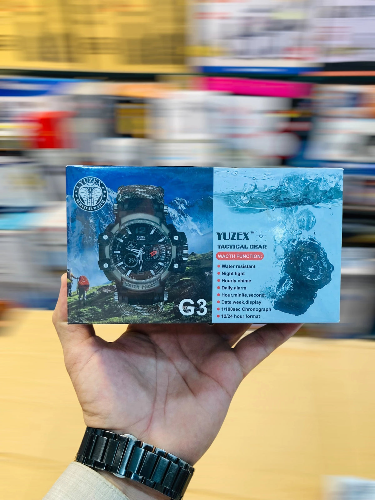 YUZEX G3 7 in 1 Multi-Functional Tactical Survival Watch Outdoor Gear with Built-In Compass,Thermometer,Flint Fire Starter,Whistle, and Water Resistance