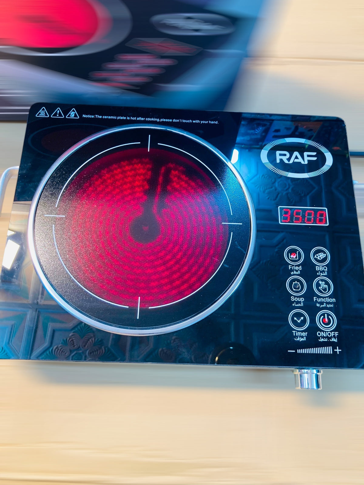 RAF 3500W Electric Infrared Cooker – Multifunction Touch & Knob Control Single Burner Cooktop R.8019
