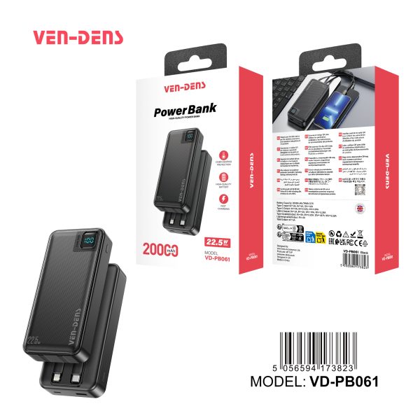Ven-Dens 22.5W Fast Charging 20000mAh Power Bank VD-PB061