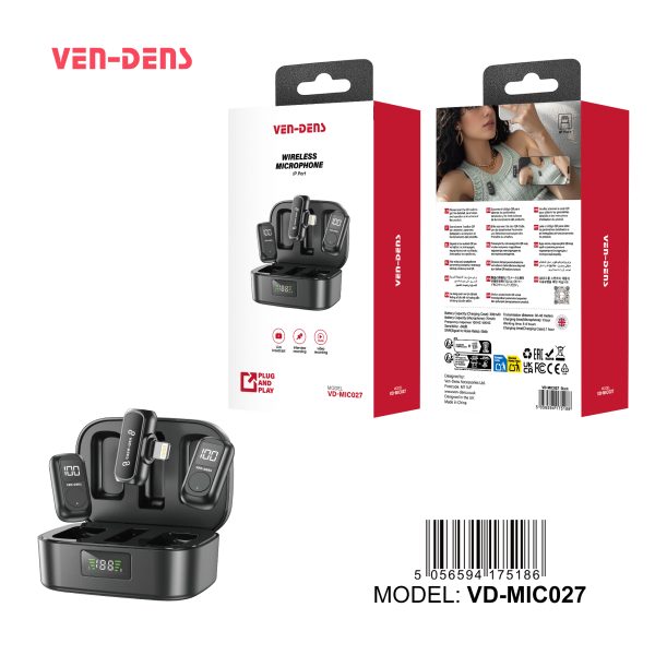 Ven-Dens Wireless Lavalier Recording Type-C Dual Magnetic Clip Mic Microphone VD-MIC026
