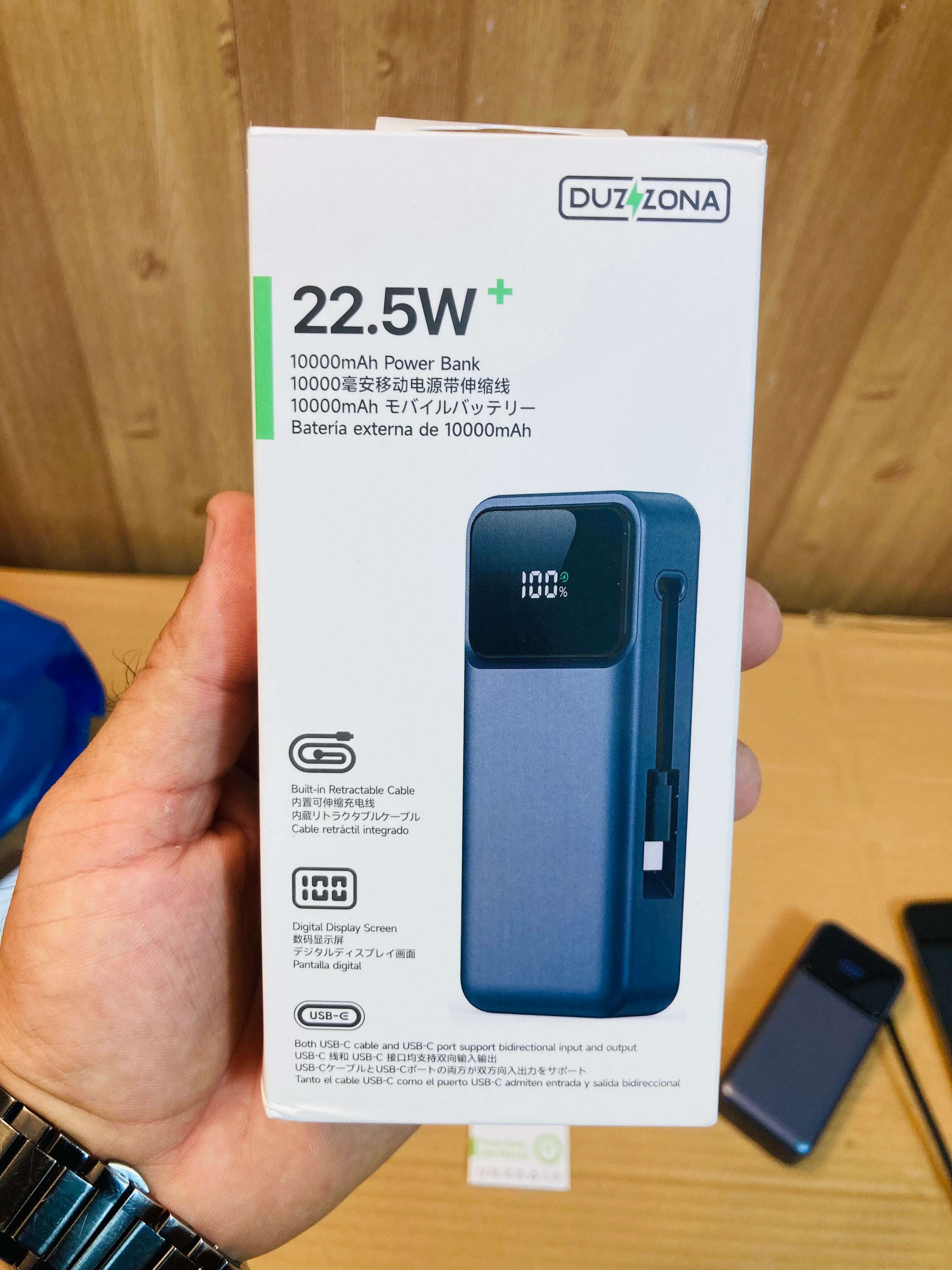 Lot Imported Duzzona P1 10000mAh Portable 22.5W Power Bank with Built-in Retractable Cable
