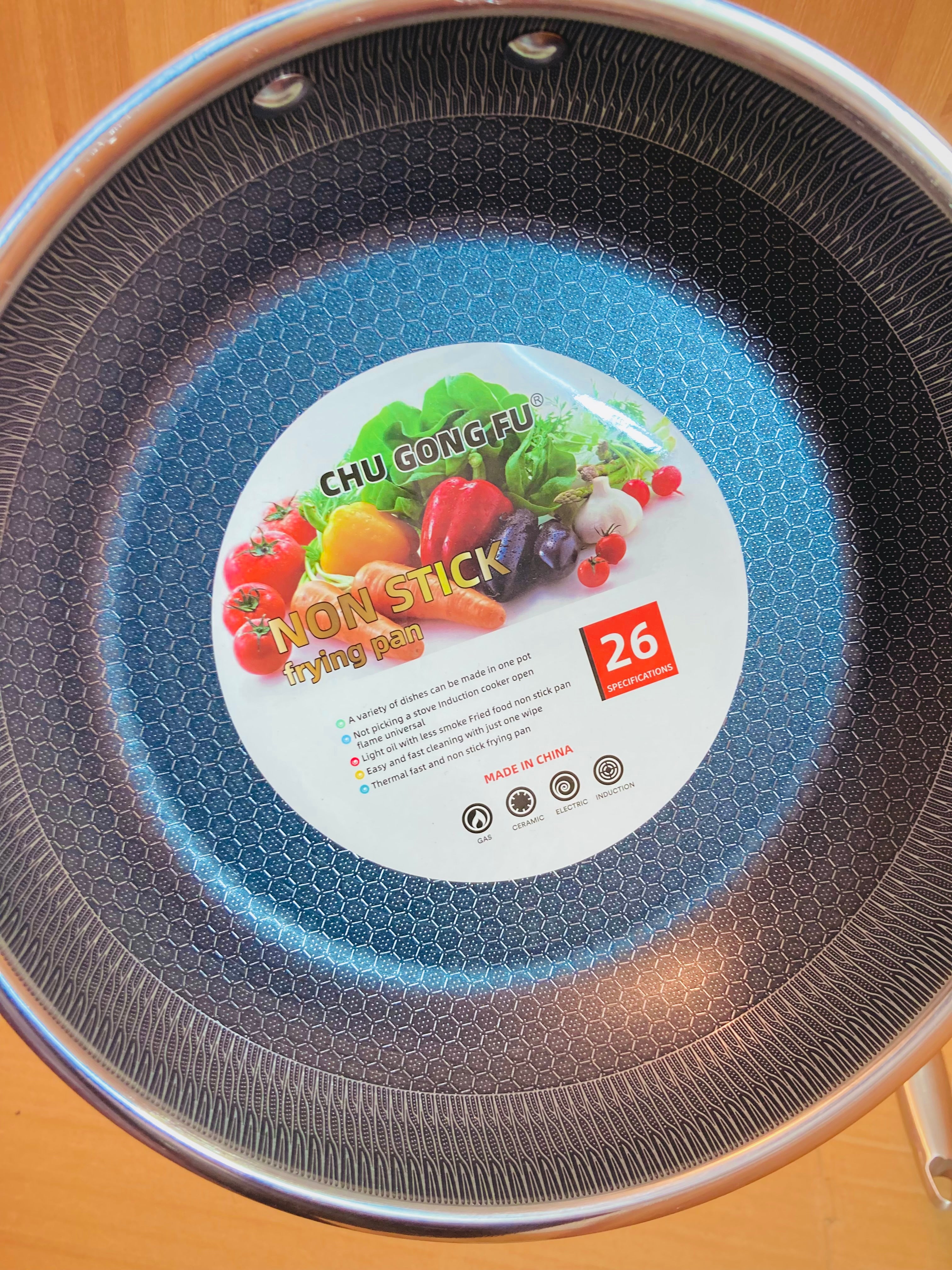 Double Laser Crafted HoneyComb Non Stick Flat Frying Pan Without Lid