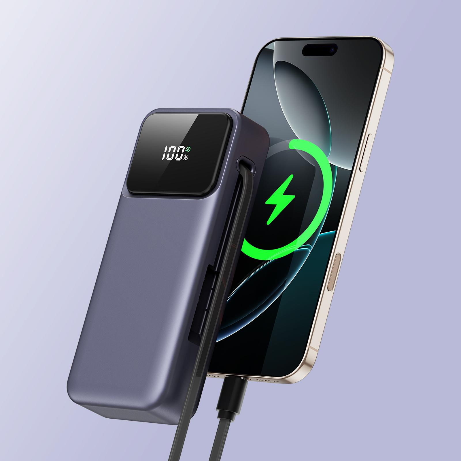 Lot Imported Duzzona P1 10000mAh Portable 22.5W Power Bank with Built-in Retractable Cable