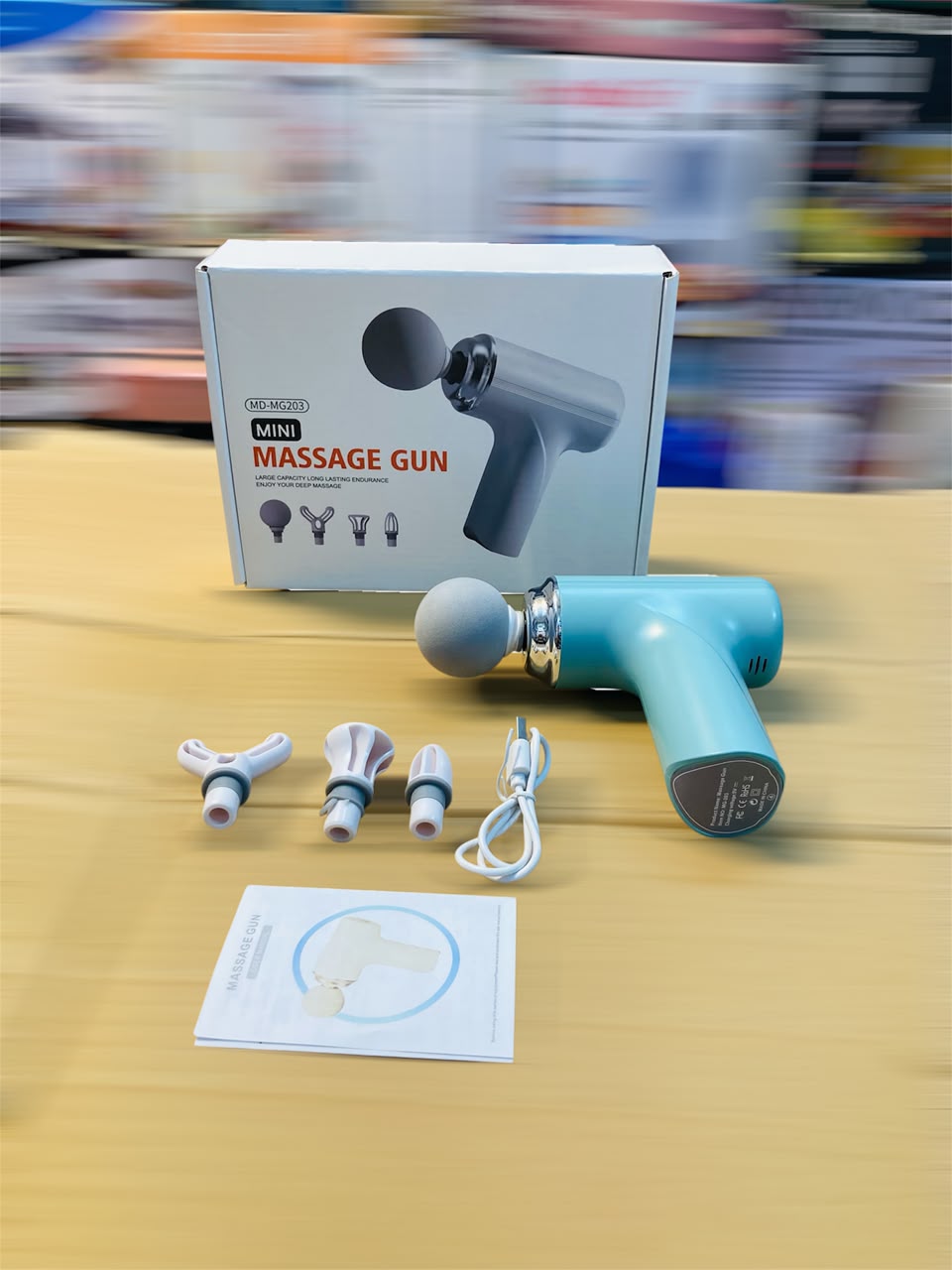 MDHL 4in1 Massage Gun  Portable Handheld Percussive Body Massager with 4 Interchangeable Heads  MD-MG203