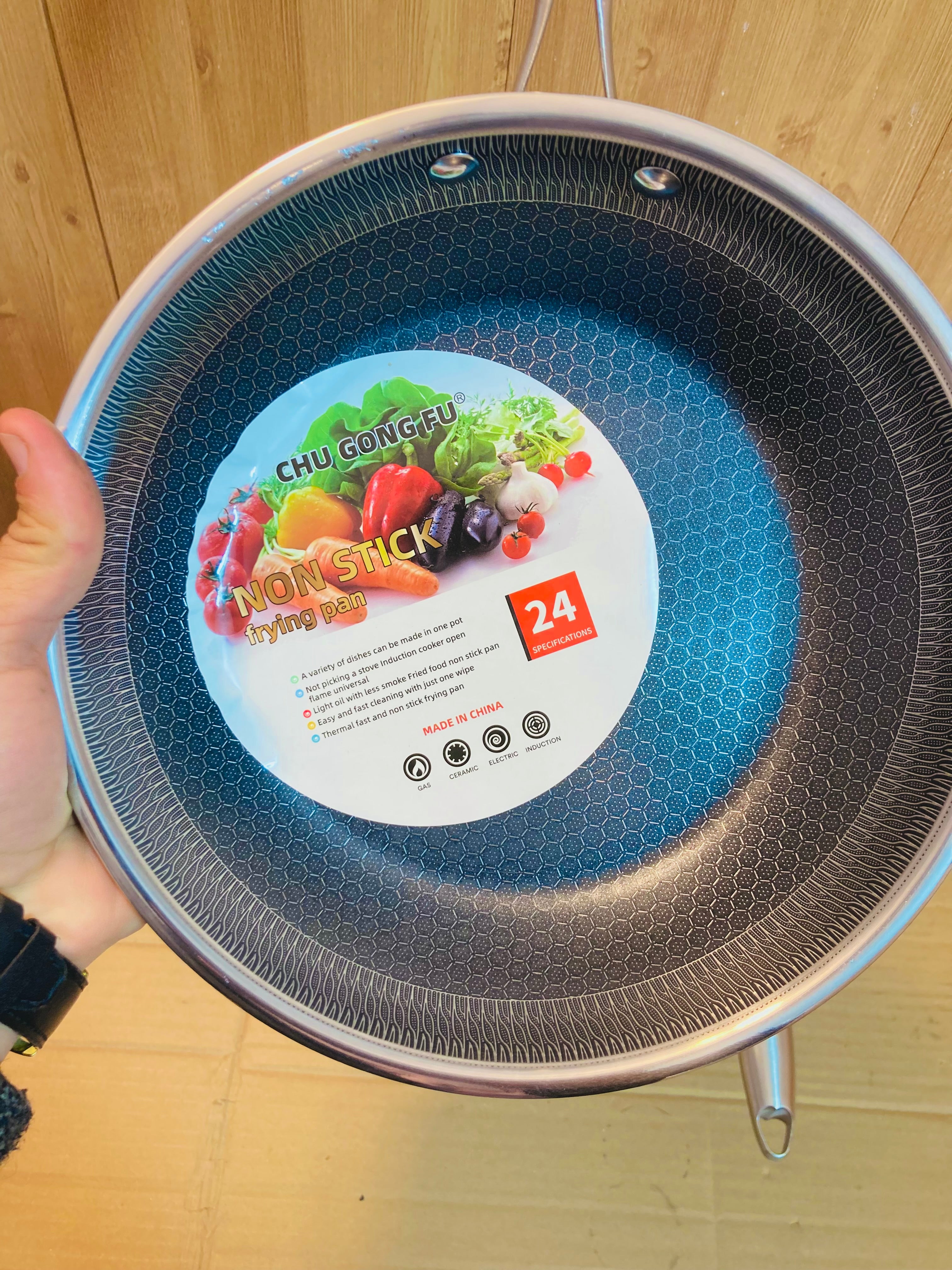 Double Laser Crafted HoneyComb Non Stick Flat Frying Pan Without Lid