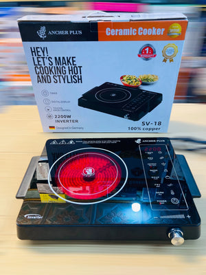 ANCHER PLUS 2200W Electric Ceramic Cooker Inverter Infrared Hot Plate Cooktop with Touch & Knob Controls SV-18
