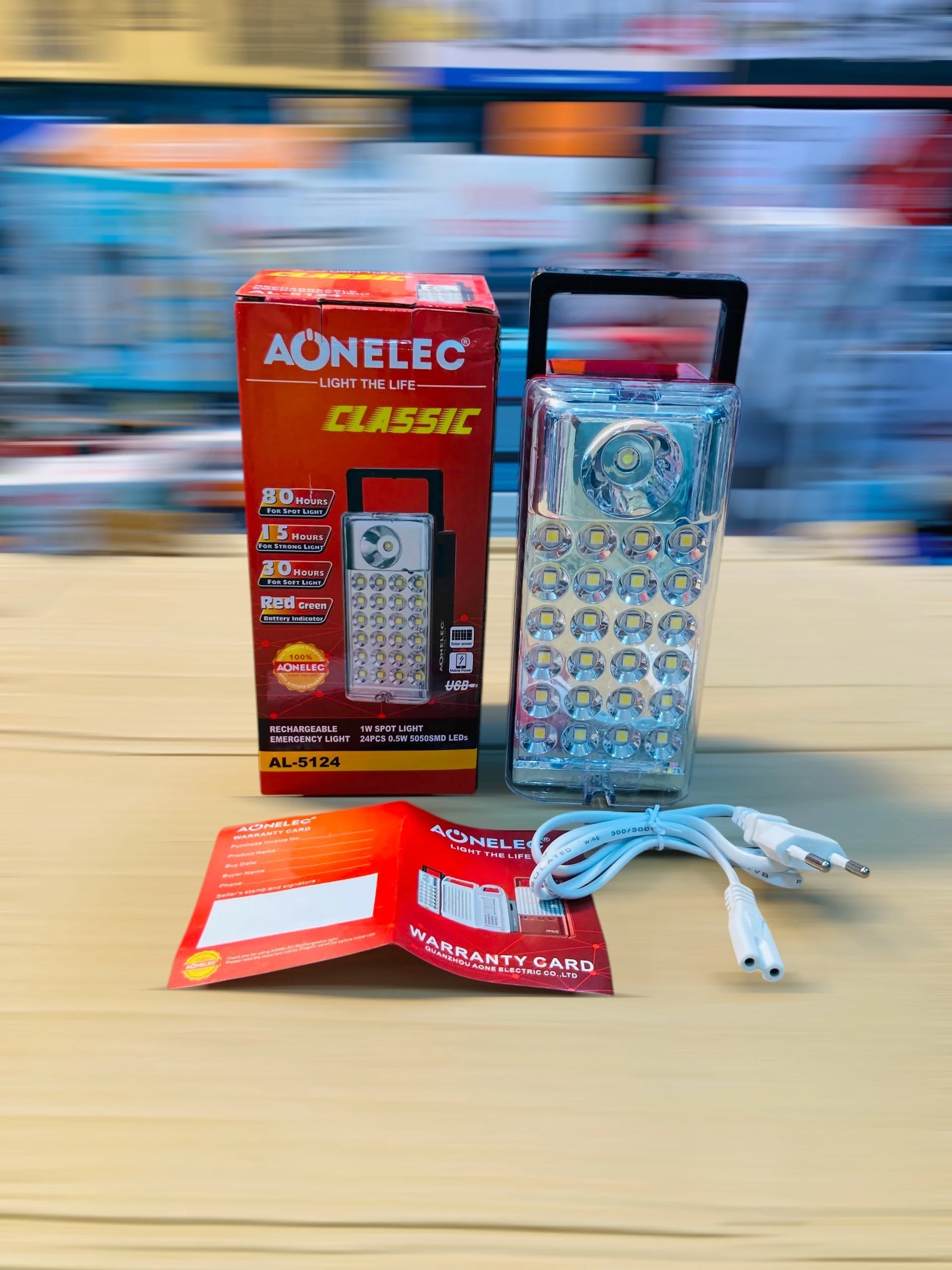 Aonelec Classic  Rechargeable Emergency Light with 1W Spotlight and 24 SMD LEDs AL-5124