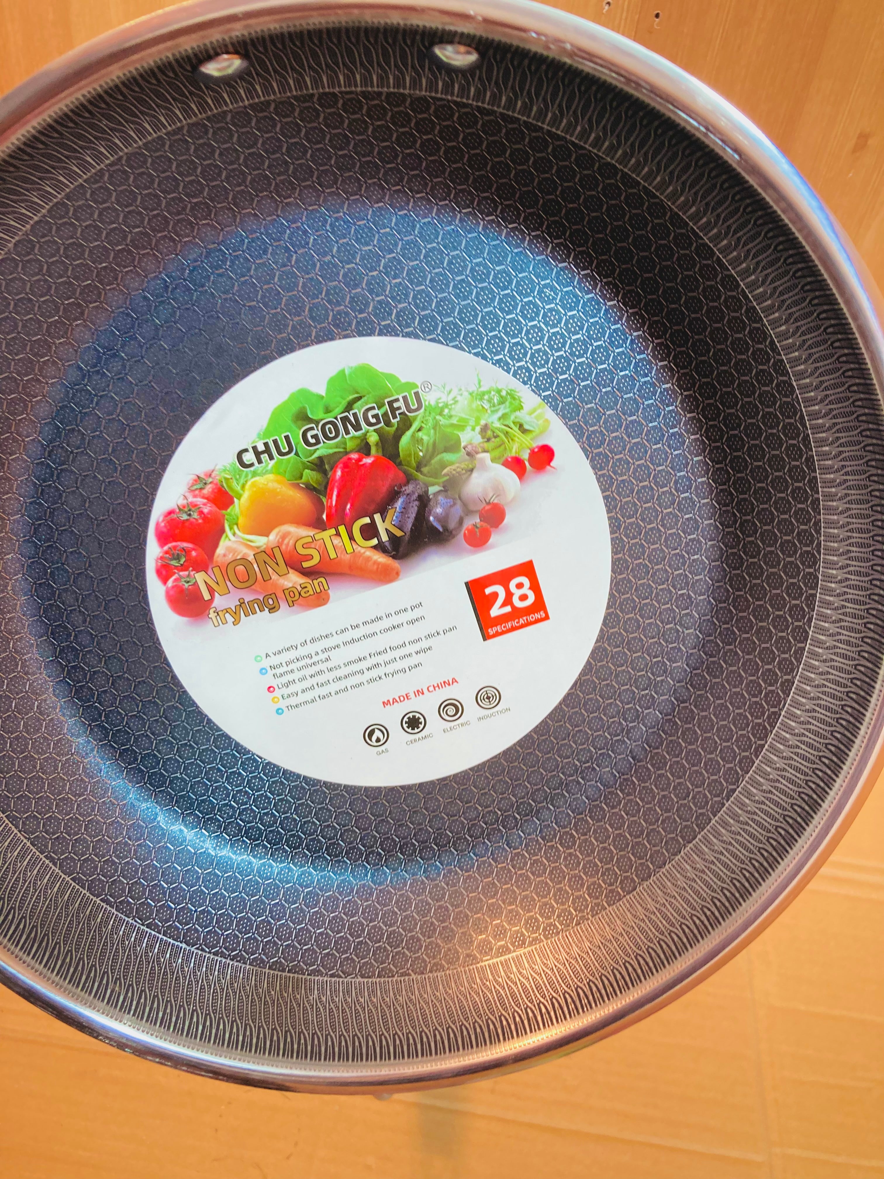 Double Laser Crafted HoneyComb Non Stick Flat Frying Pan Without Lid