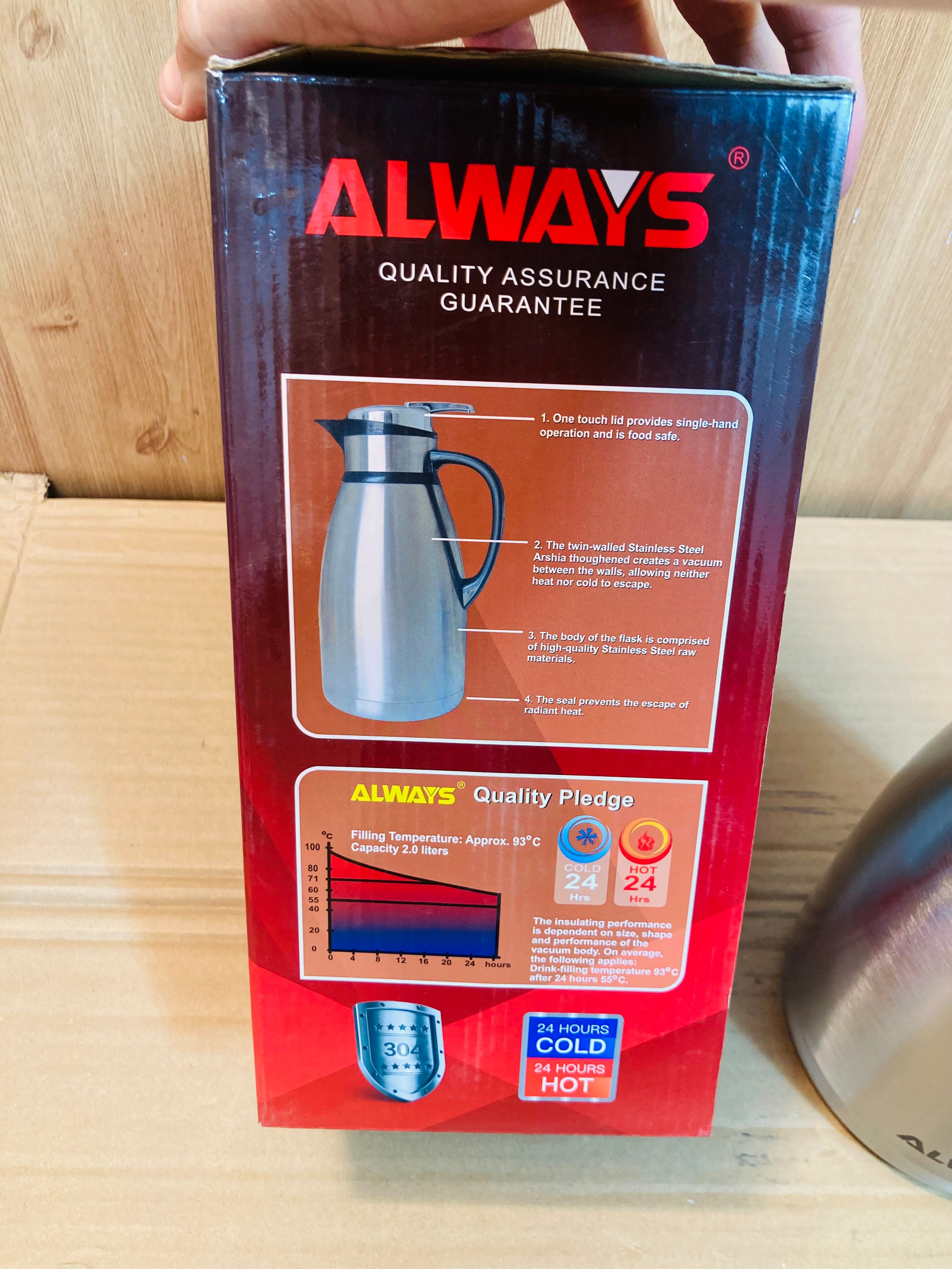 Always Stainless Steel Vacuum Jug/Thermos 2L