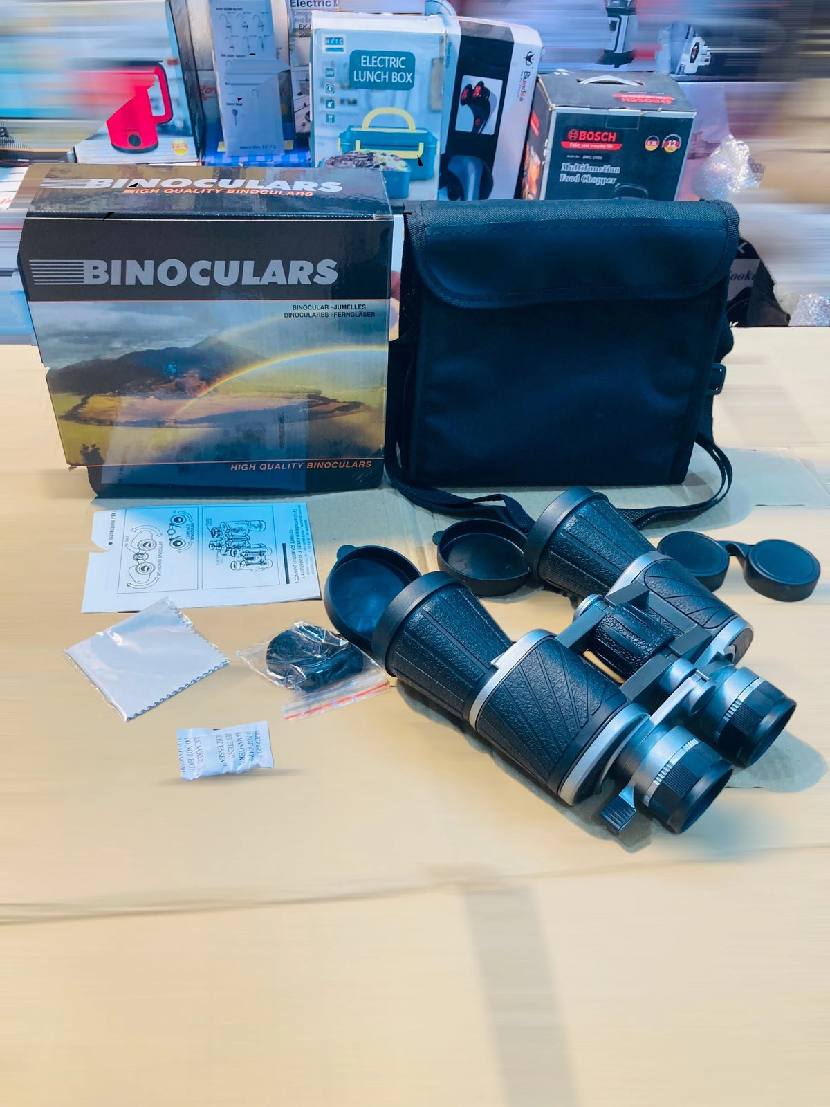 Baigish Double Zoom 10x50WA Wide Angle Binoculars with Carrying Case and Accessories
