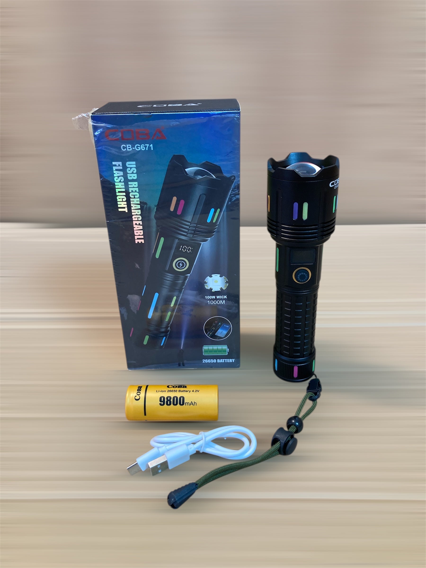 COBA Aluminium Alloy Digital Flashlight-Torch CB-G671