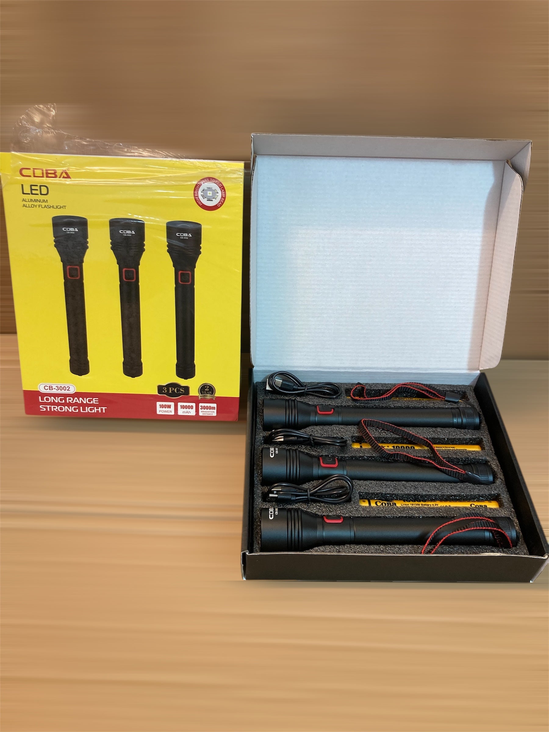 COBA Aluminum Alloy 3PCs Flashlight - Torches Set CB-3002
