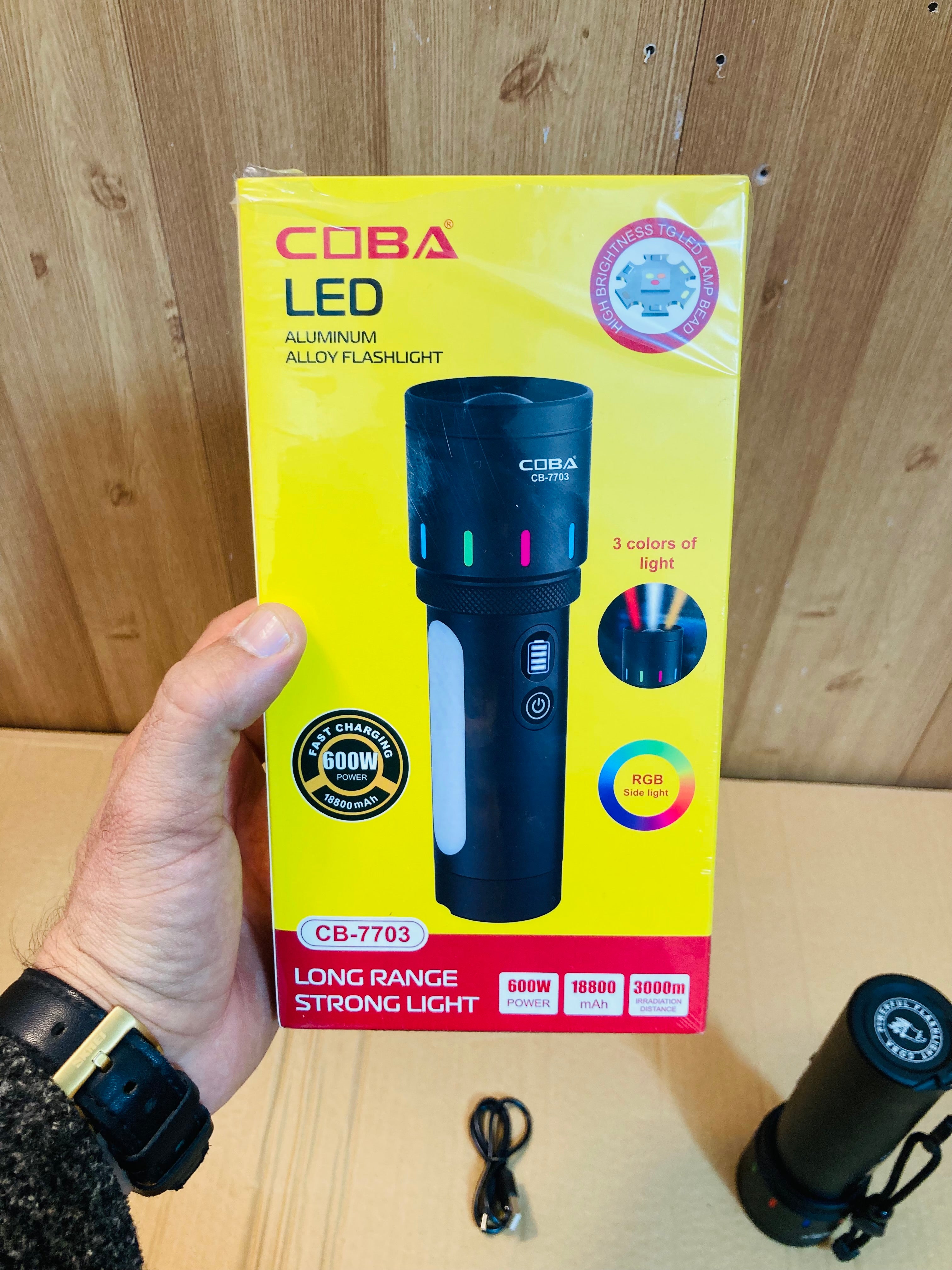 COBA Aluminum Alloy RGB Led Flashlight Torch CB-7703