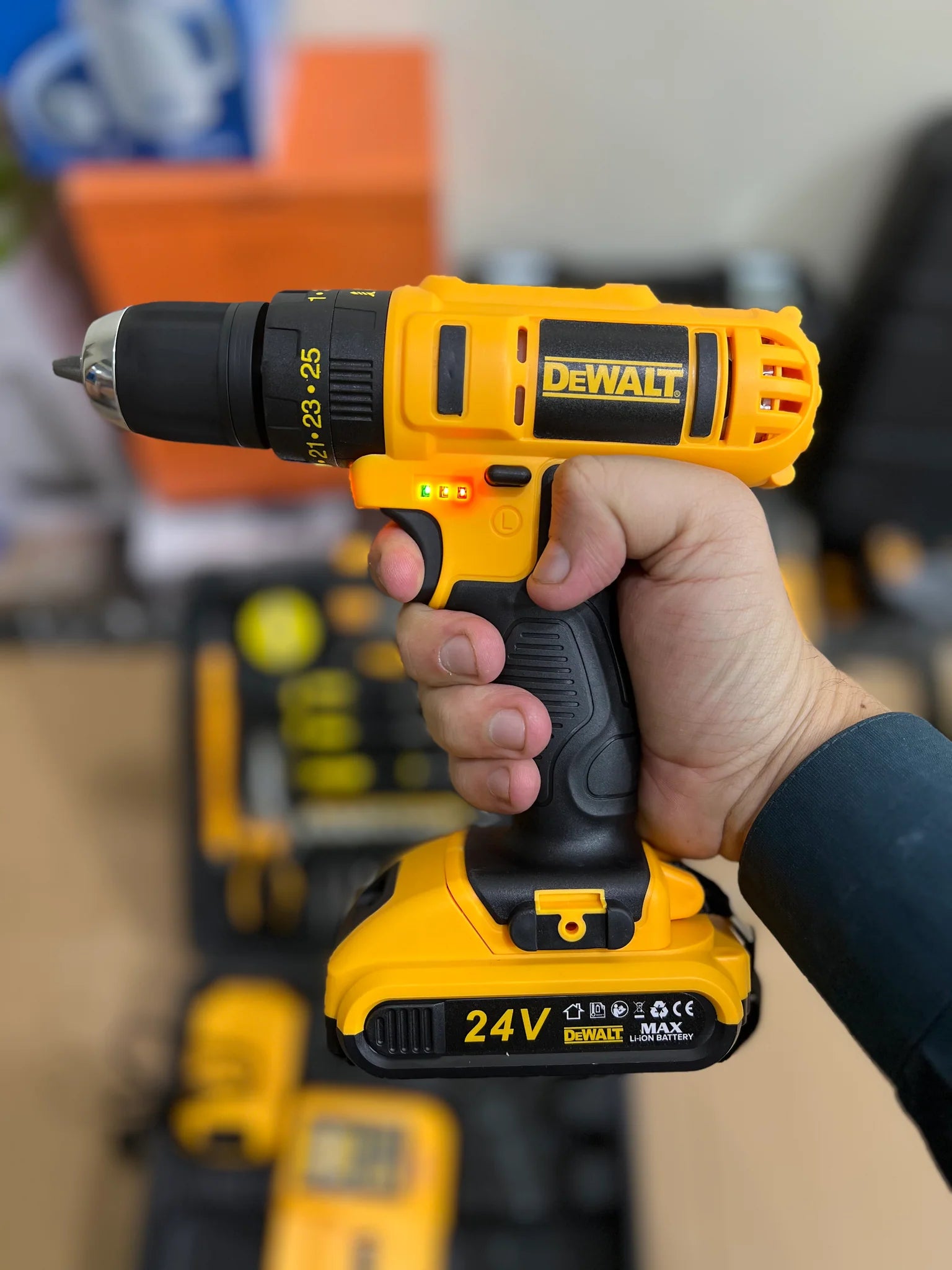 DEWALT 24V Drill Machine with Tool Kit Set: Power and Precision in One Package