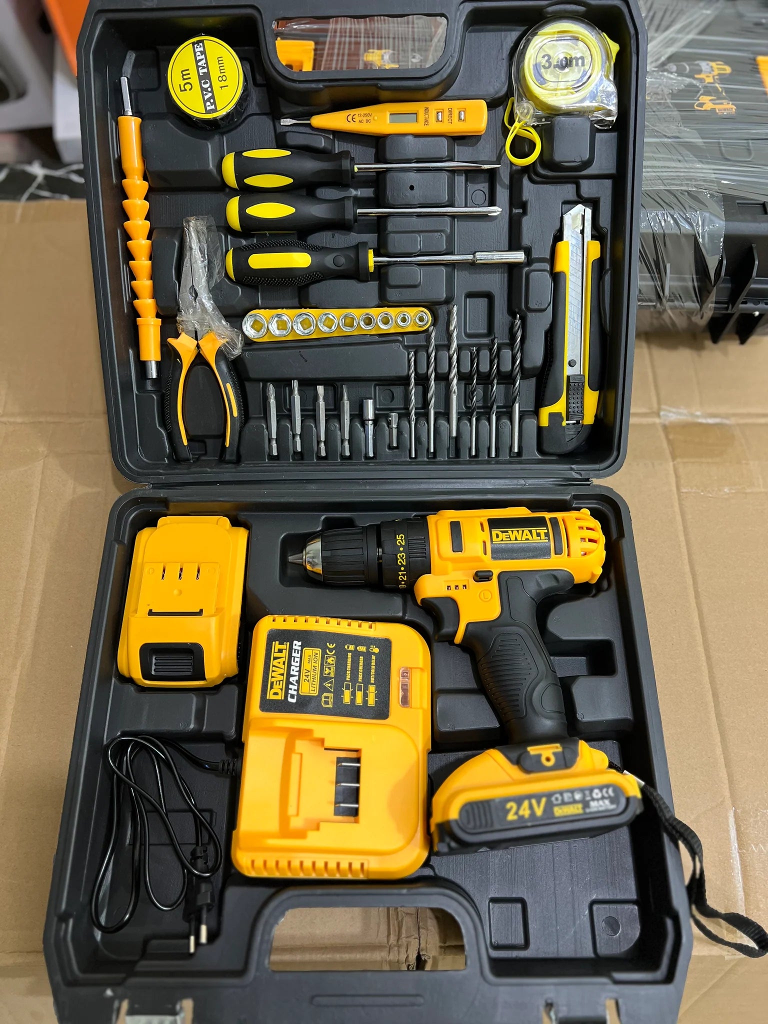 DEWALT 24V Drill Machine with Tool Kit Set: Power and Precision in One Package