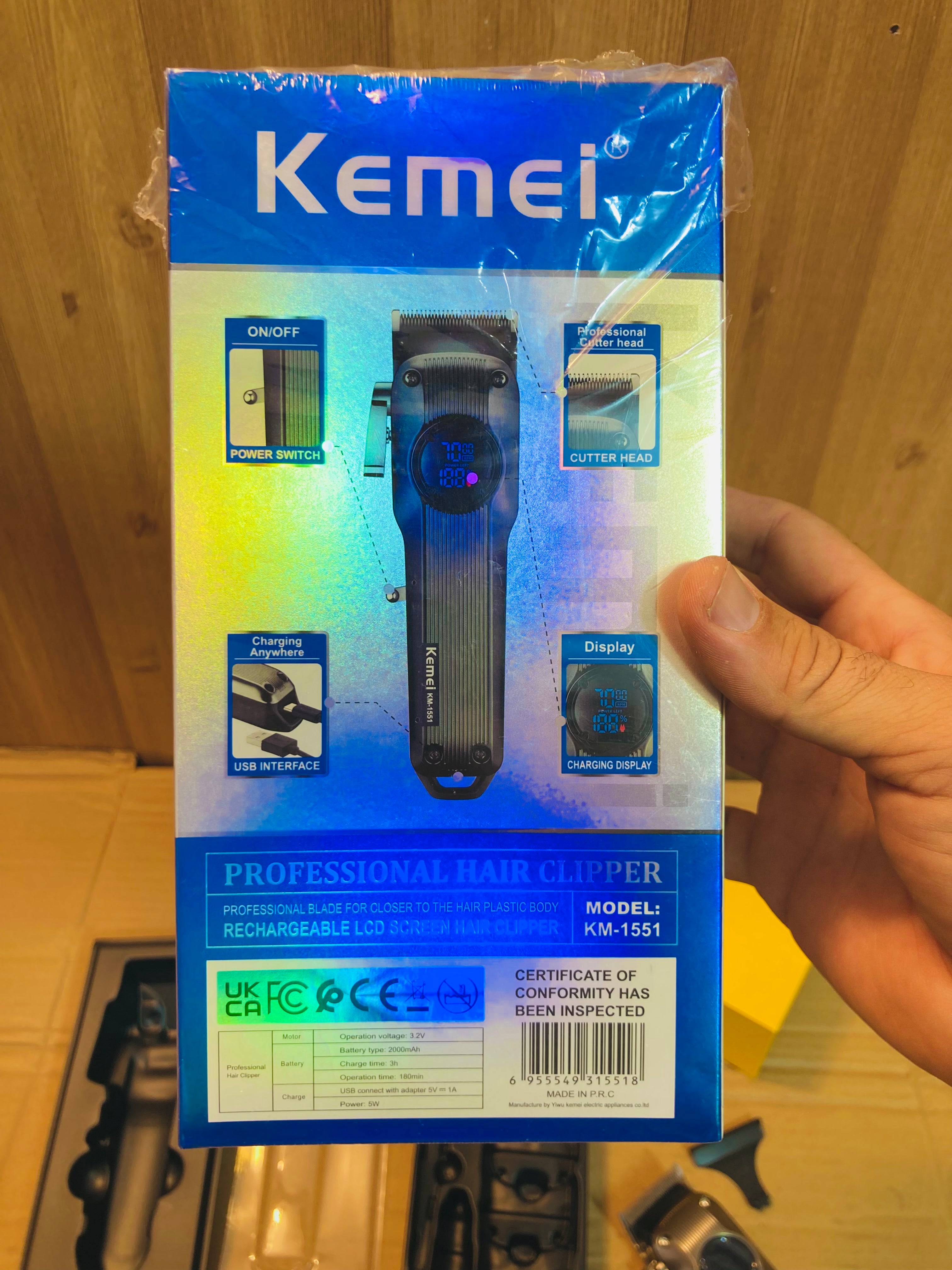 Kemei Digital Professional Rechargeable Hair Clipper & Trimmer KM-1551