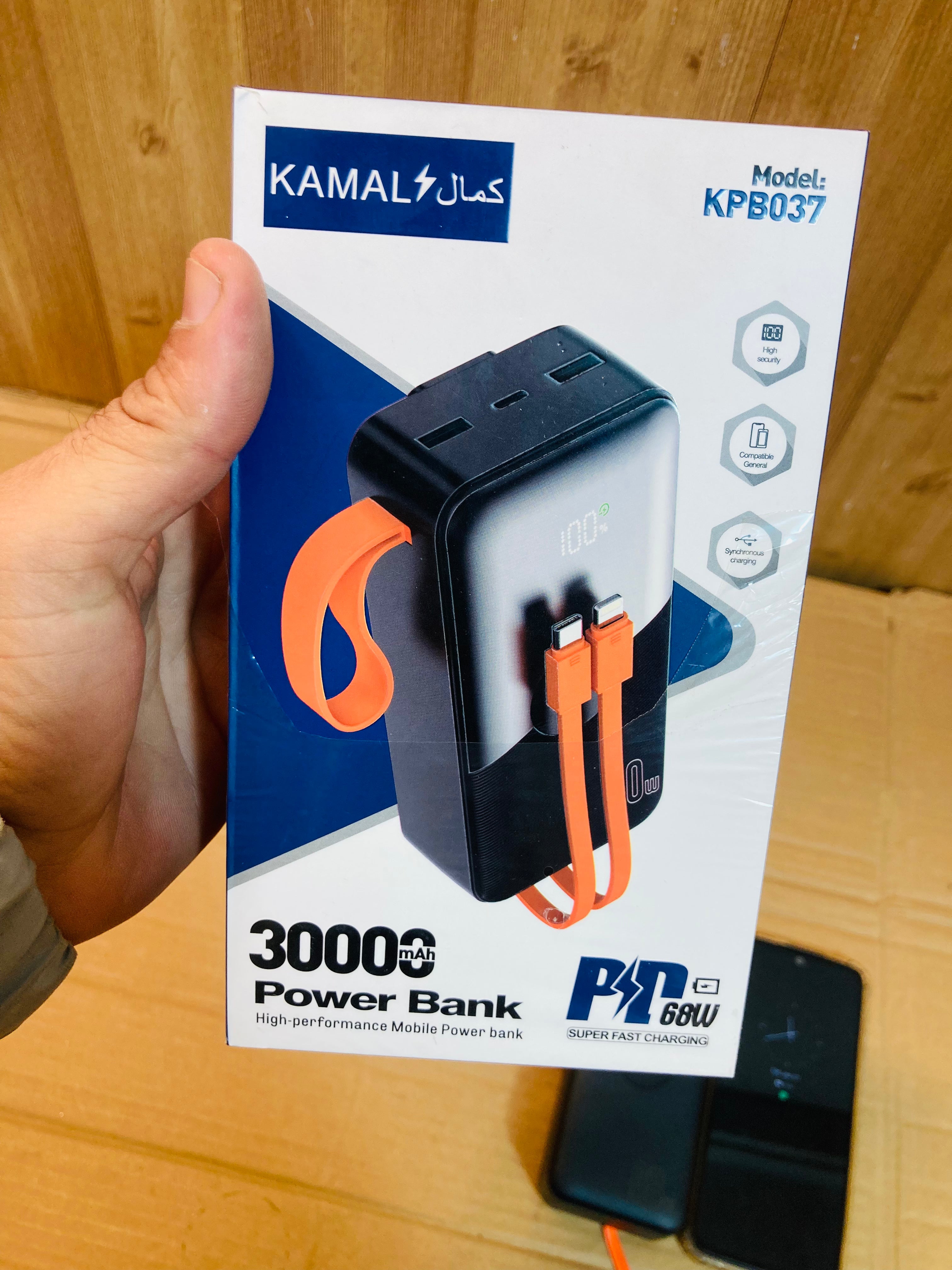 Kamal 30000mAh PD Super Fast Charging 68W Power Bank KPB037
