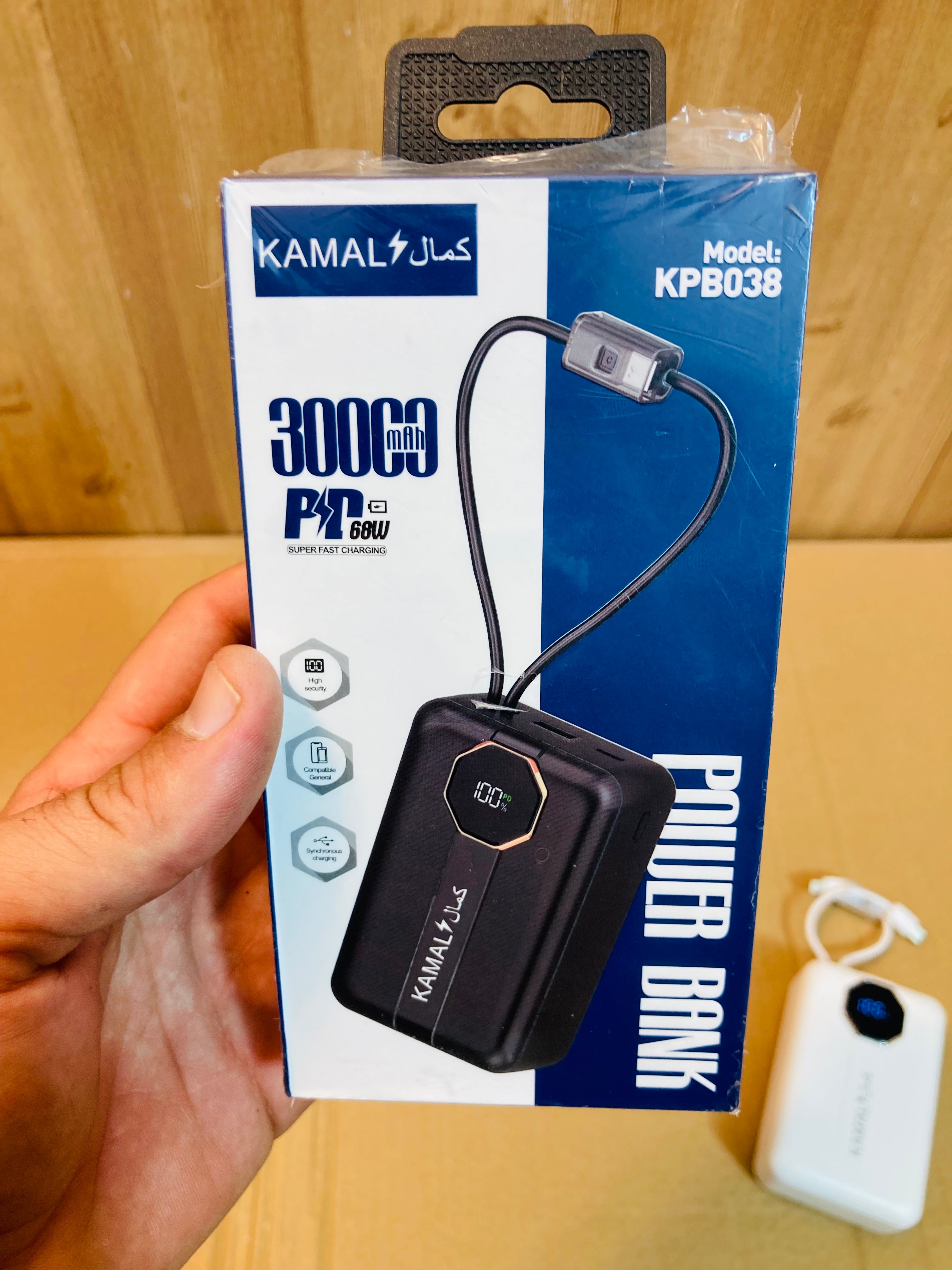 Kamal Compact Portable 30000mAh Built in Cables Fast Charging 68W Power Bank KPB038