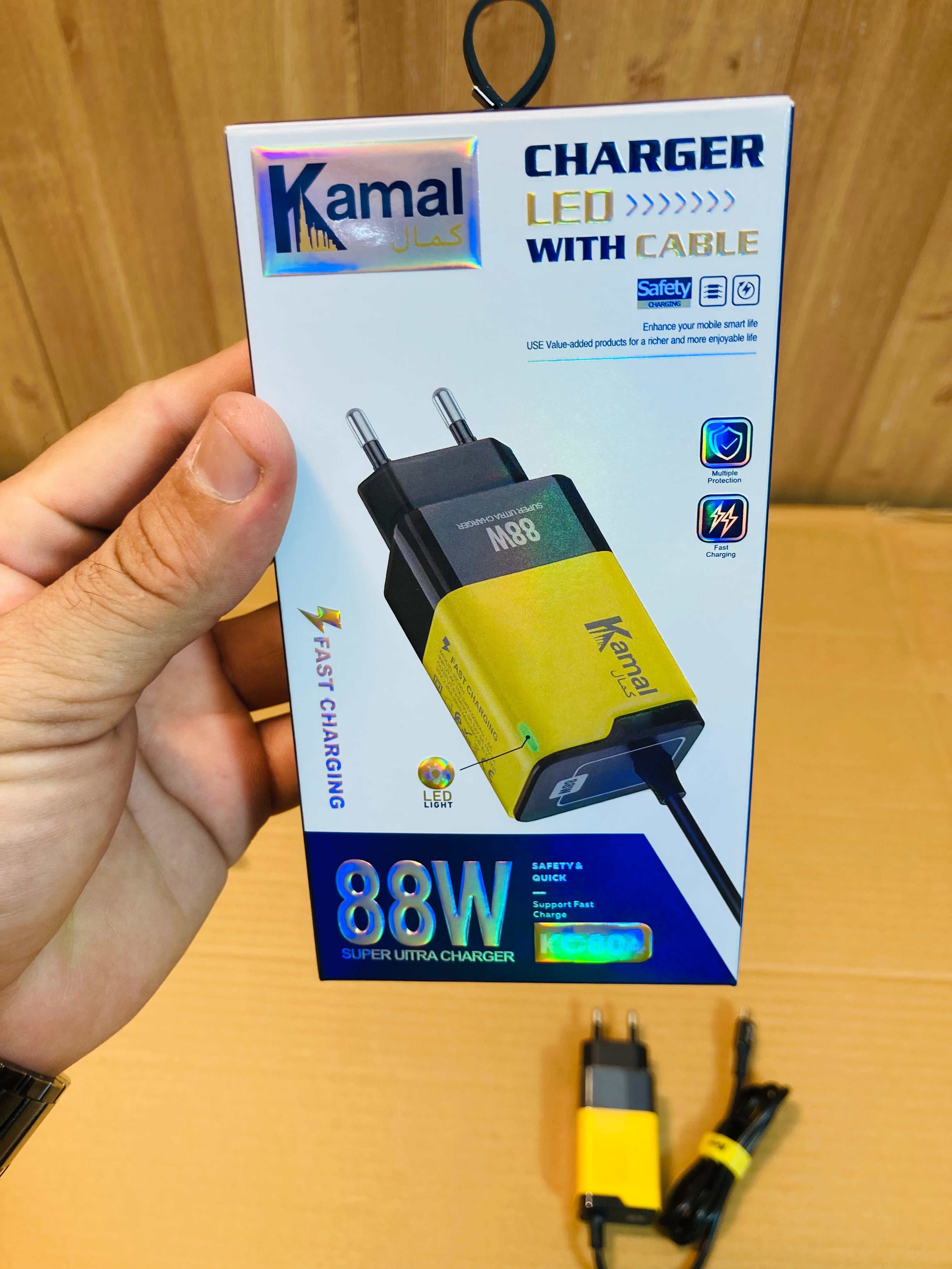 Kamal 88W Fast Charger with built-in cable KC804