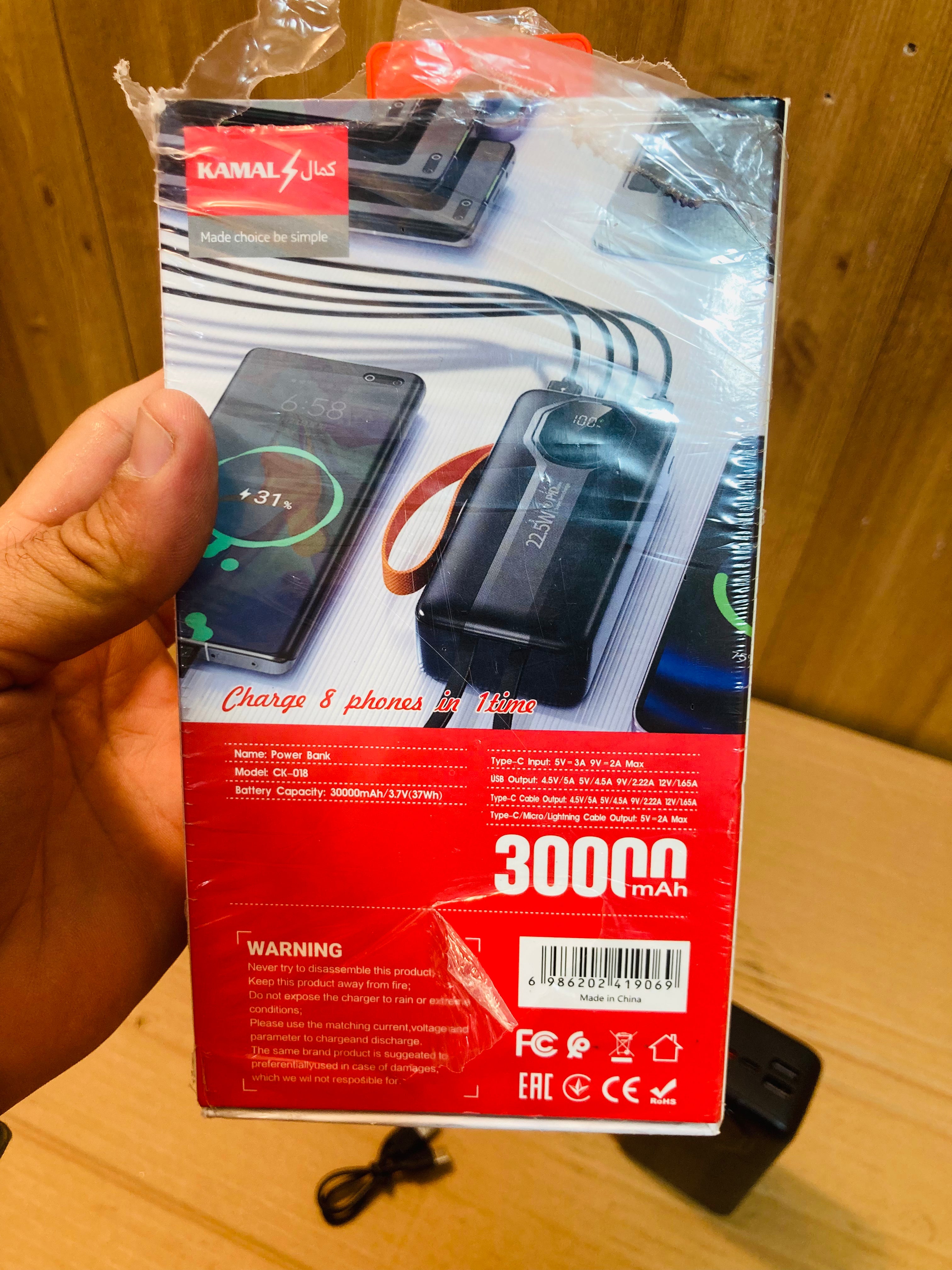 Kamal 30000mAh PD Fast Charging 22.5W Power Bank CK-018