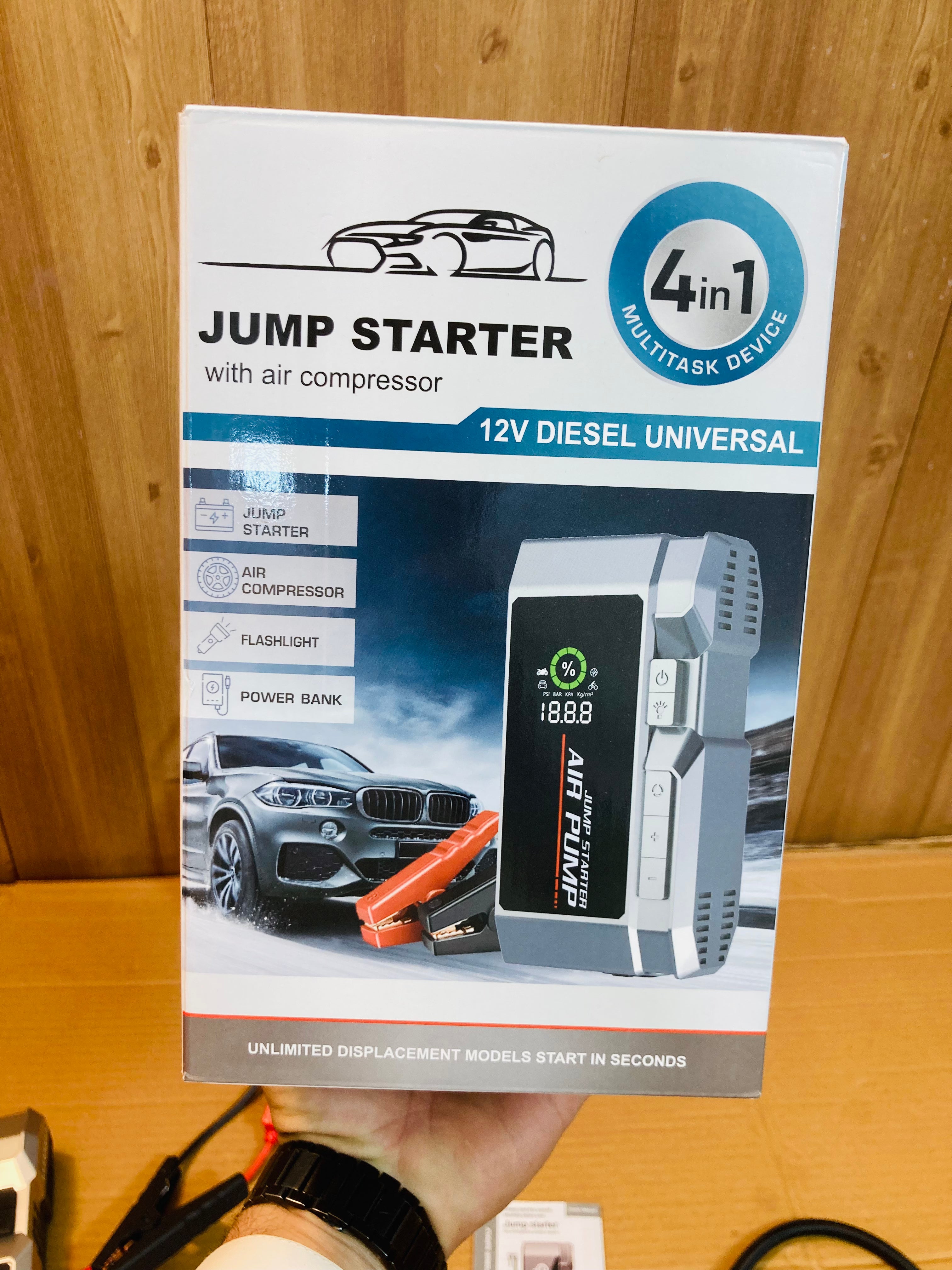 4in1 Portable Emergency Multitask Device - Jump Starter & Air Compressor