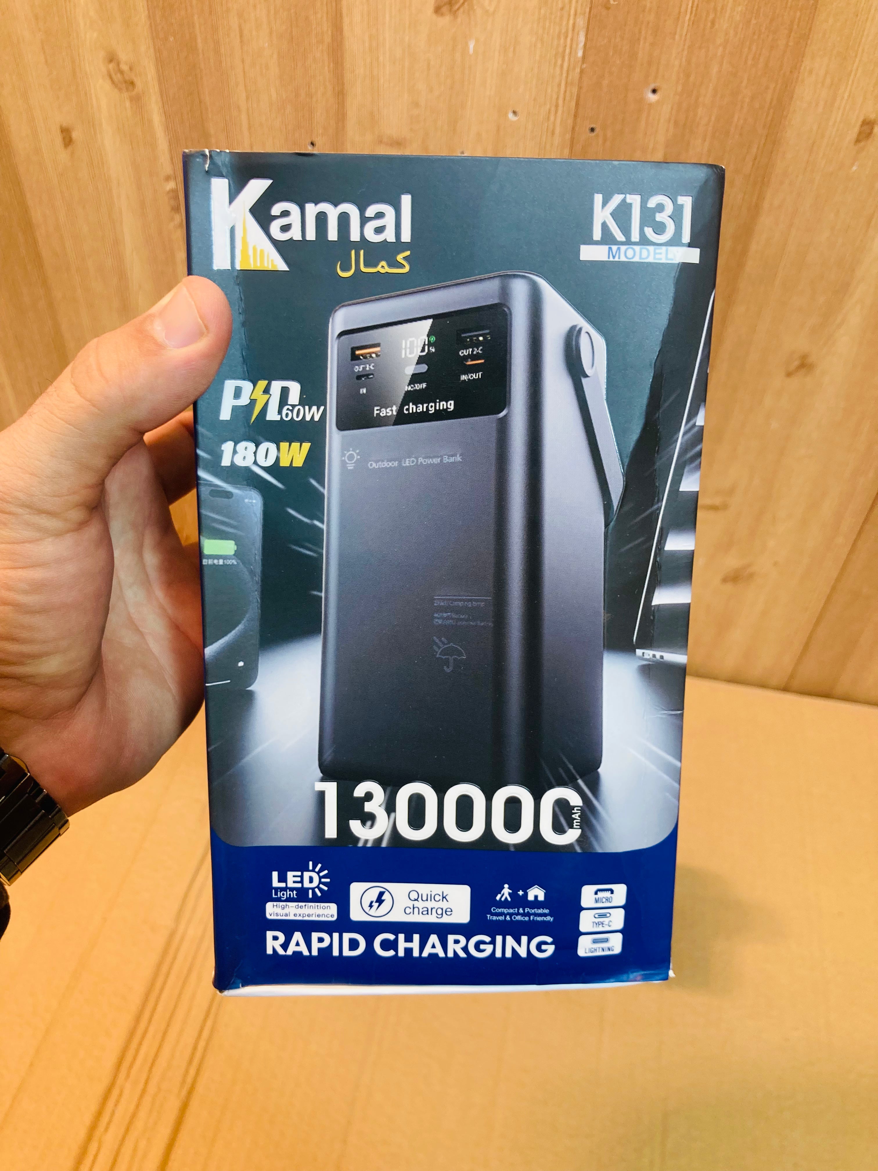 Kamal 60W 130,000mAh Fast Charging Led Power Bank K131