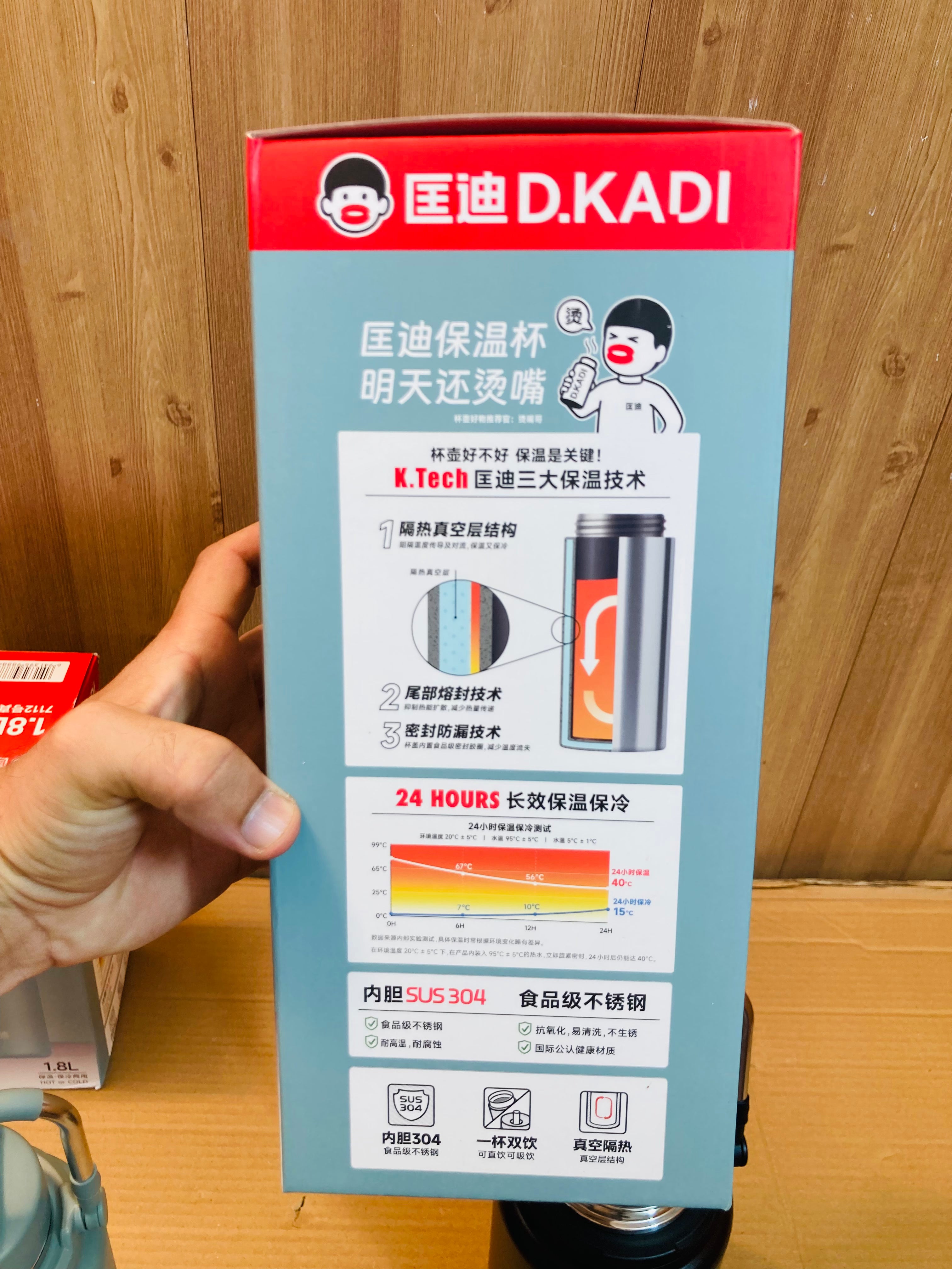 D.KADI Stainless Steel Double Wall Insulation Water Bottle 1.8L