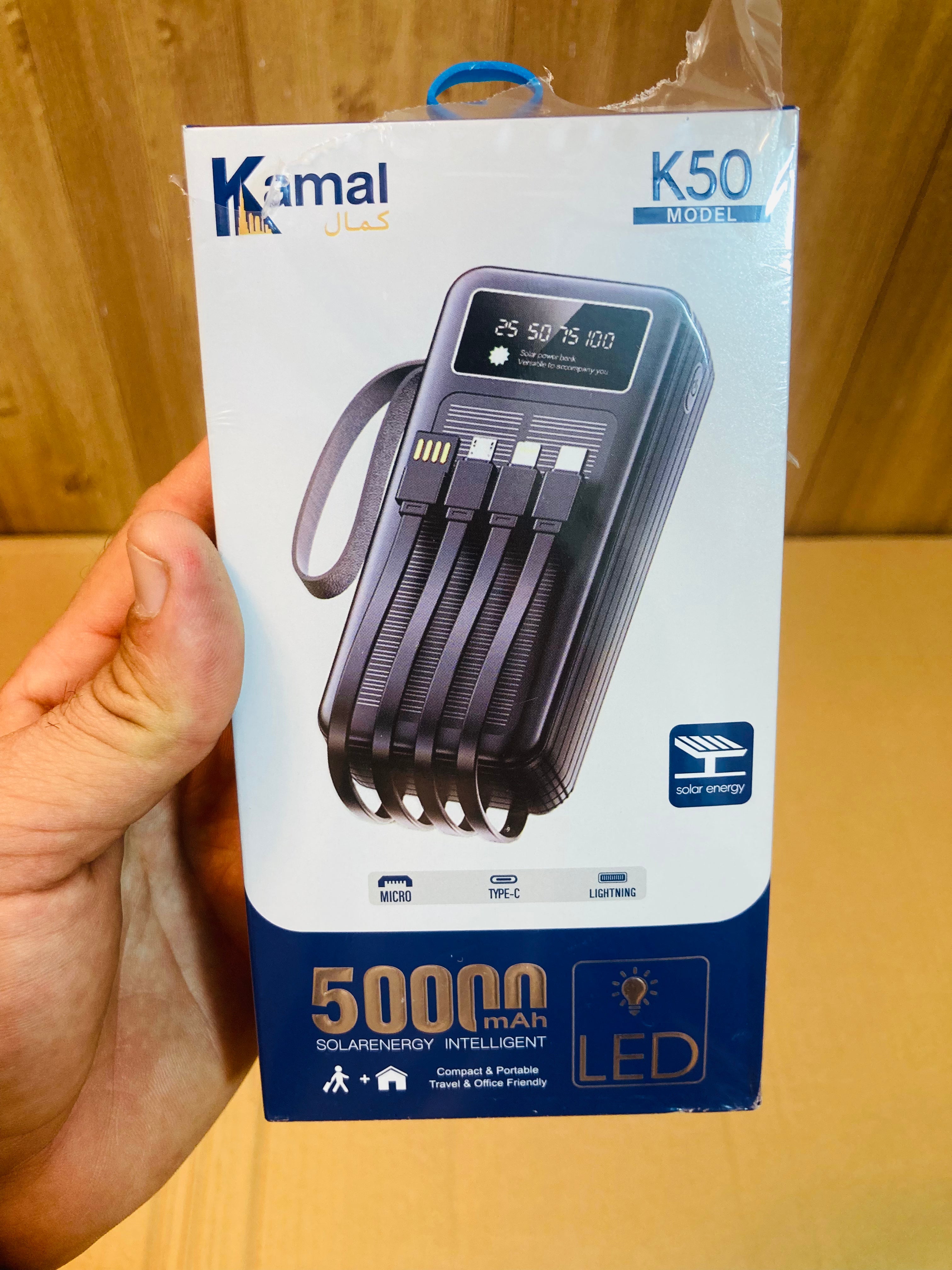 Kamal Built in Cable 50000mAh Solar Power Bank K50