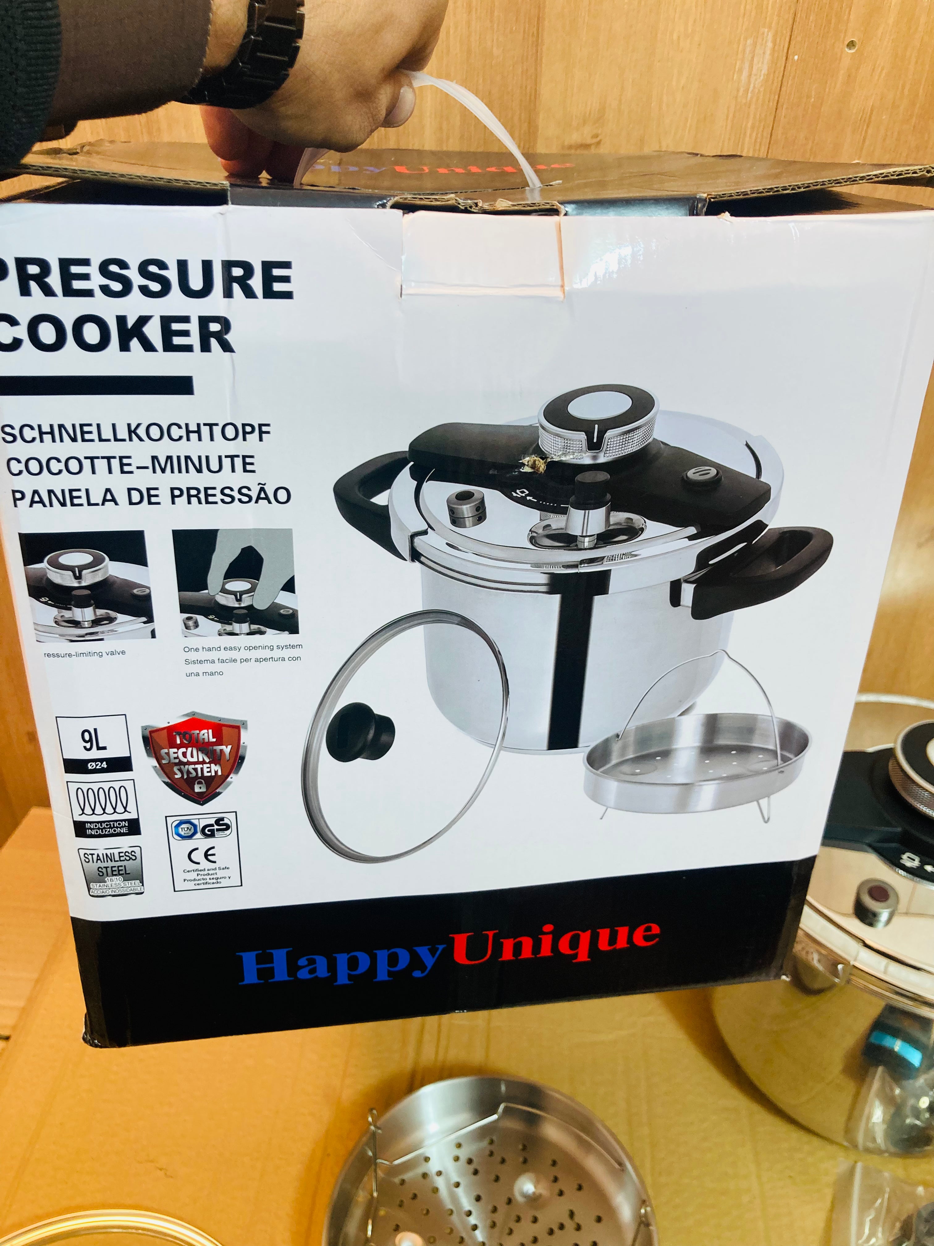 Happy Unique Germany 2-in-1 Stainless Steel Pressure Cooker 9L