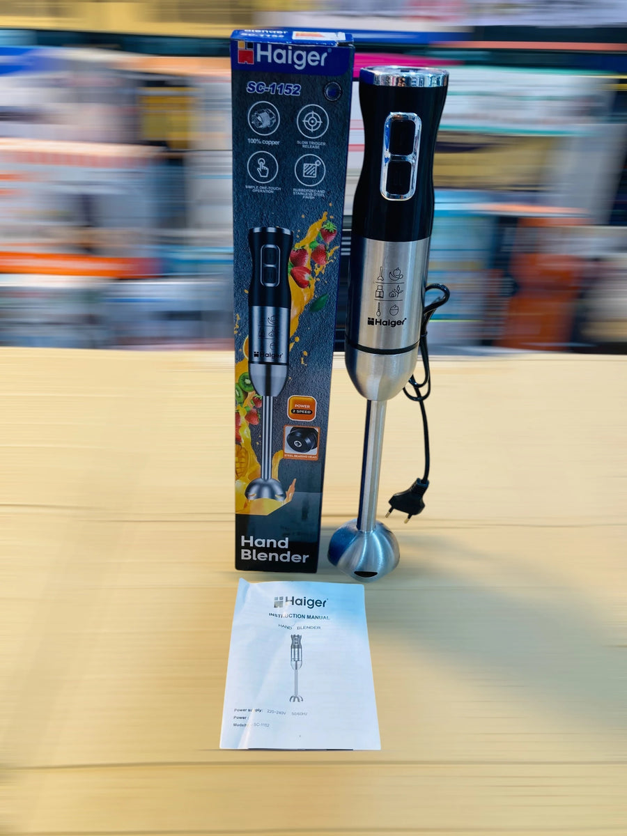 Haiger Electric Hand Blender 2-Speed Immersion Blender with Stainless Steel Blades,Anti-Splash Guard & Detachable Shaft SC-1152