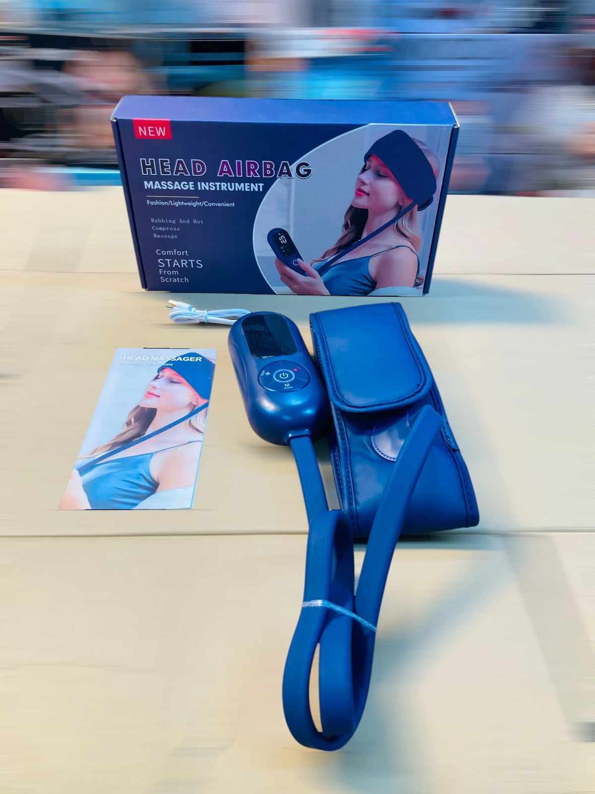 Head Airbag Massage Instrument with Rubbing and Hot Compress Massage Function, Lightweight and Convenient Portable Massager