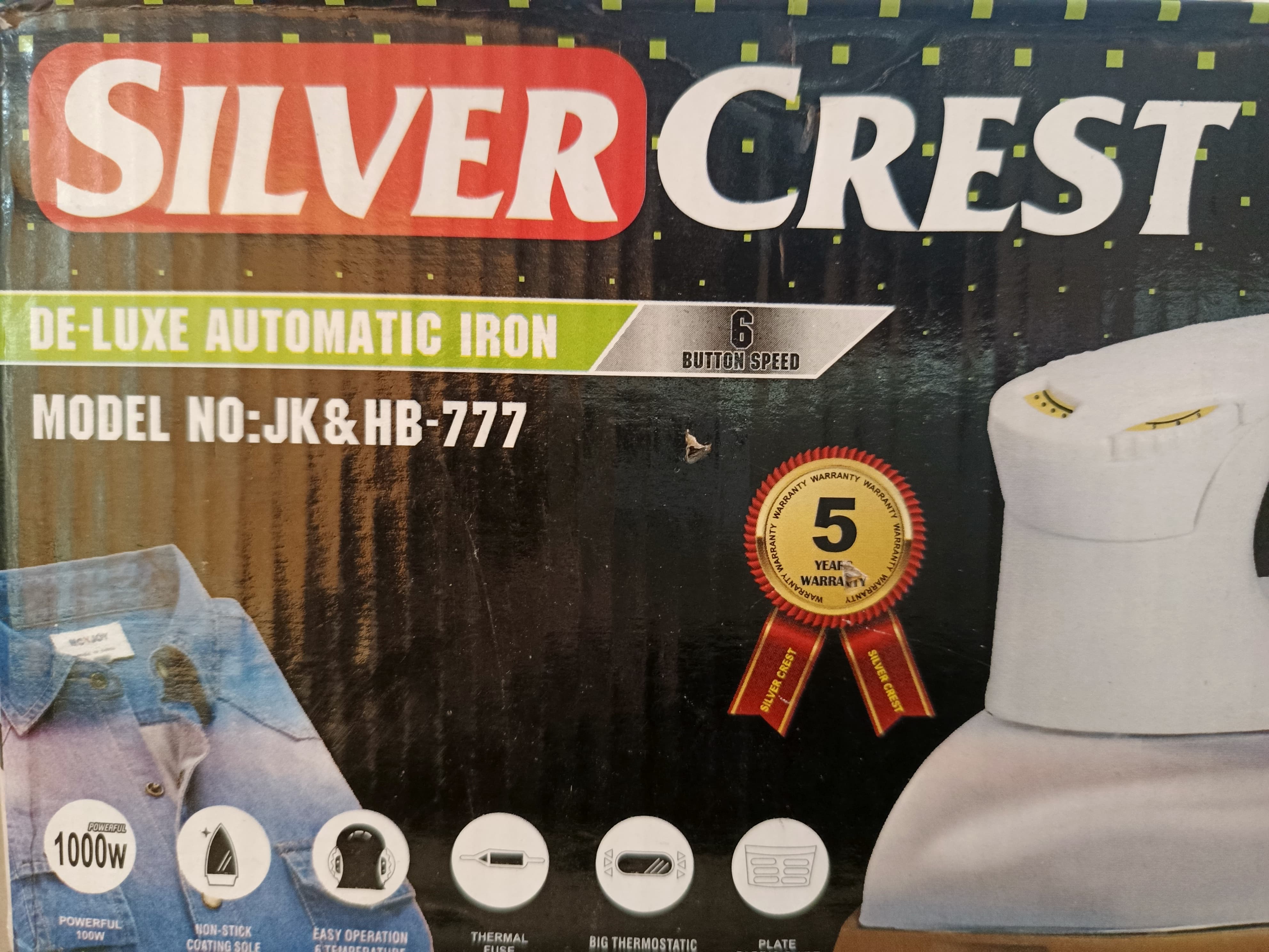 Silver Crest Dry Iron 5 Years Warranty