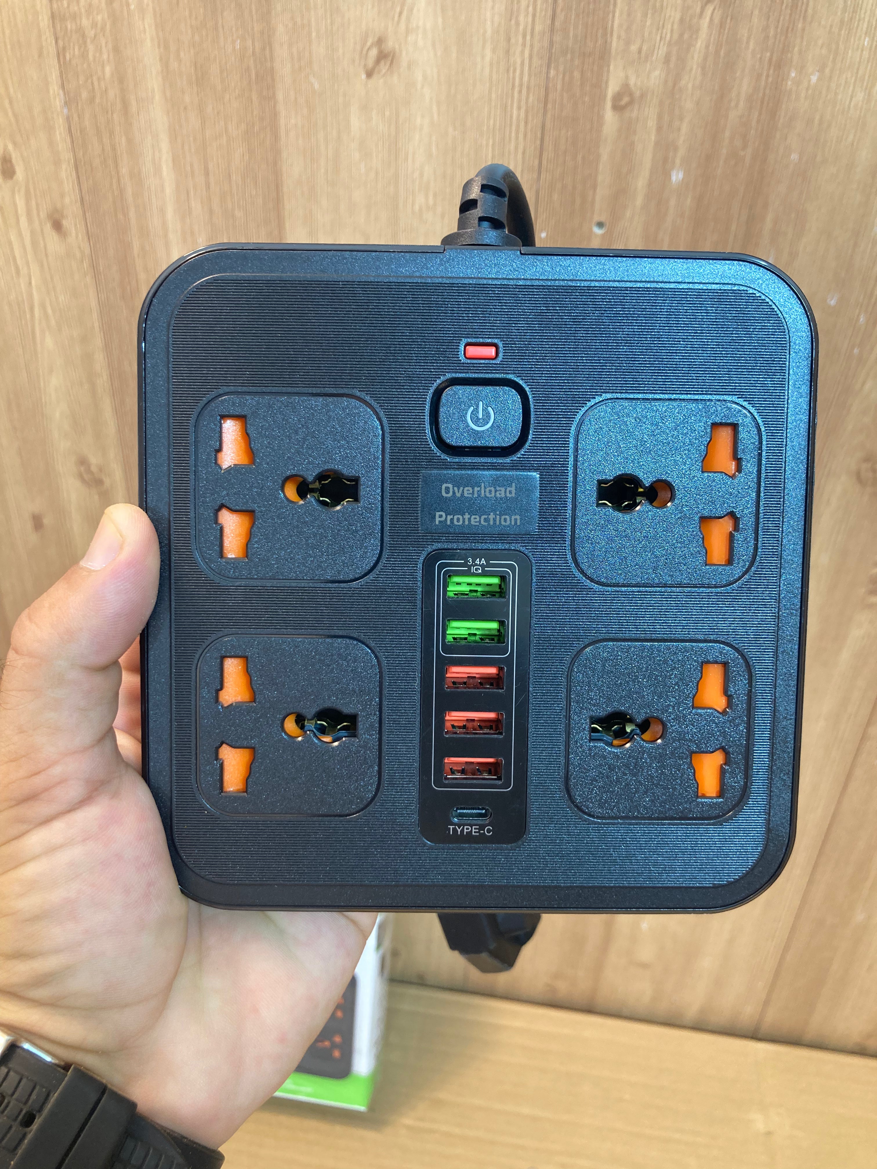 3000W Power Extension 4 Universal Socket+ 5 USB+ 1 Type-C Port BKL-666