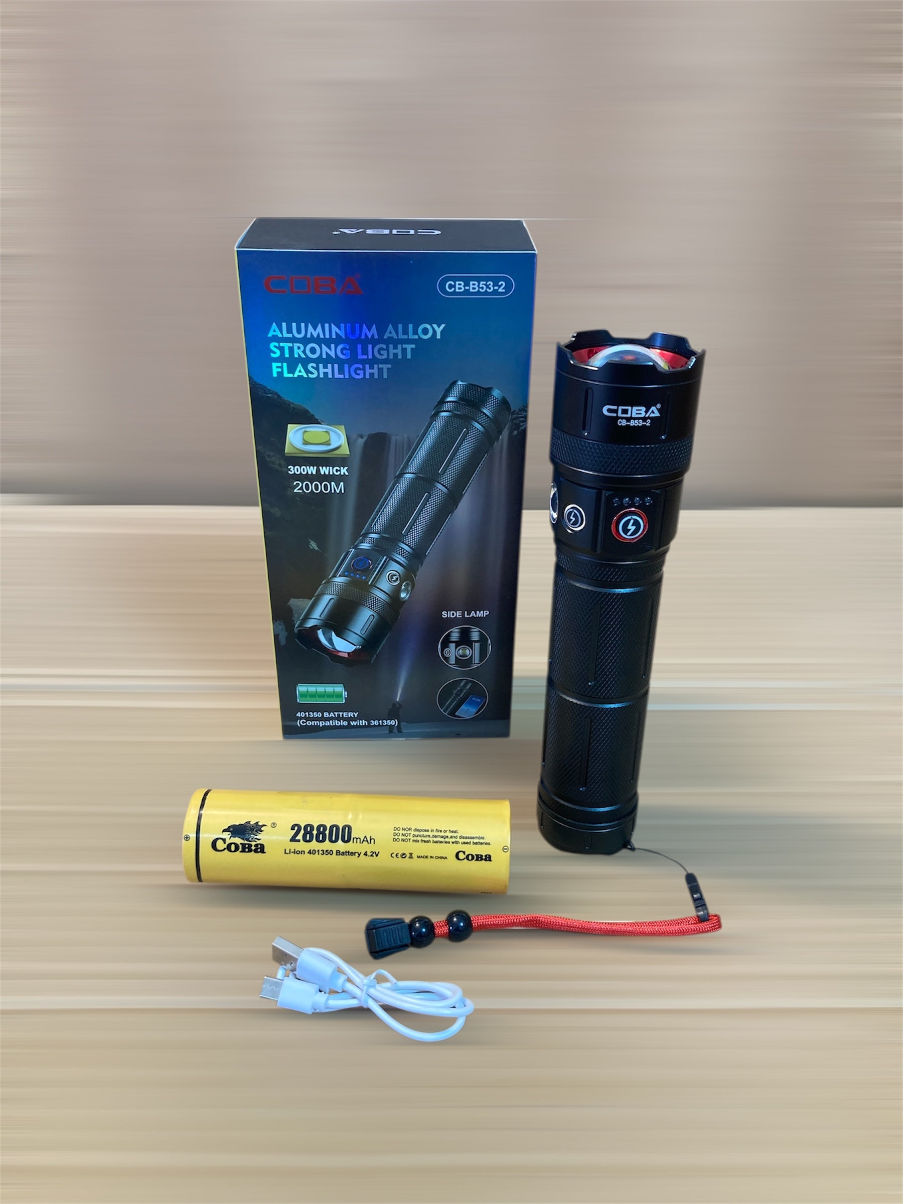 Best Rechargeable Flashlight Torch Side Lamp COBA CB-B53-2