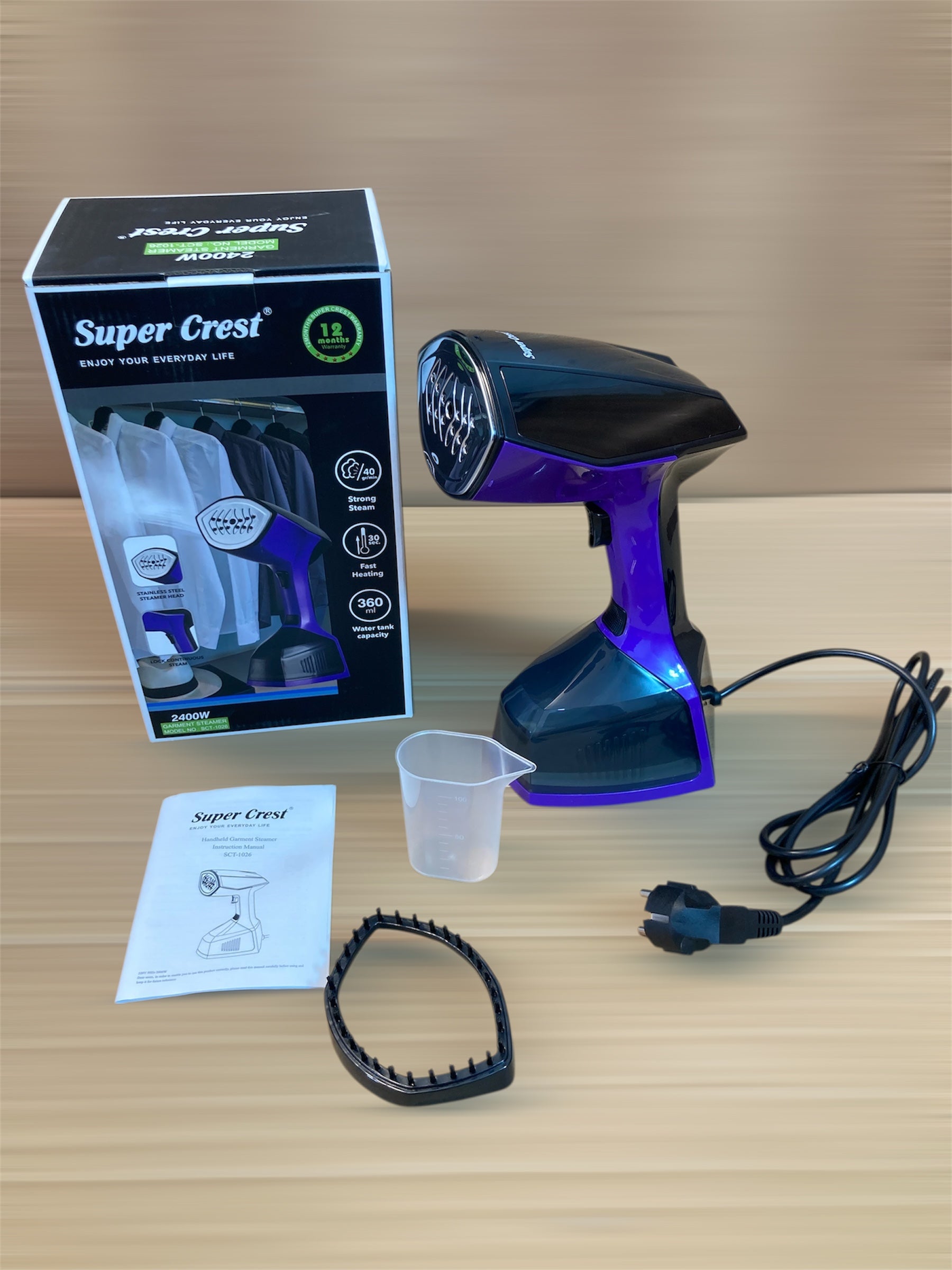 Super Crest Germany 2400W Handheld Garment Steamer - Updated Model -SCT-1026