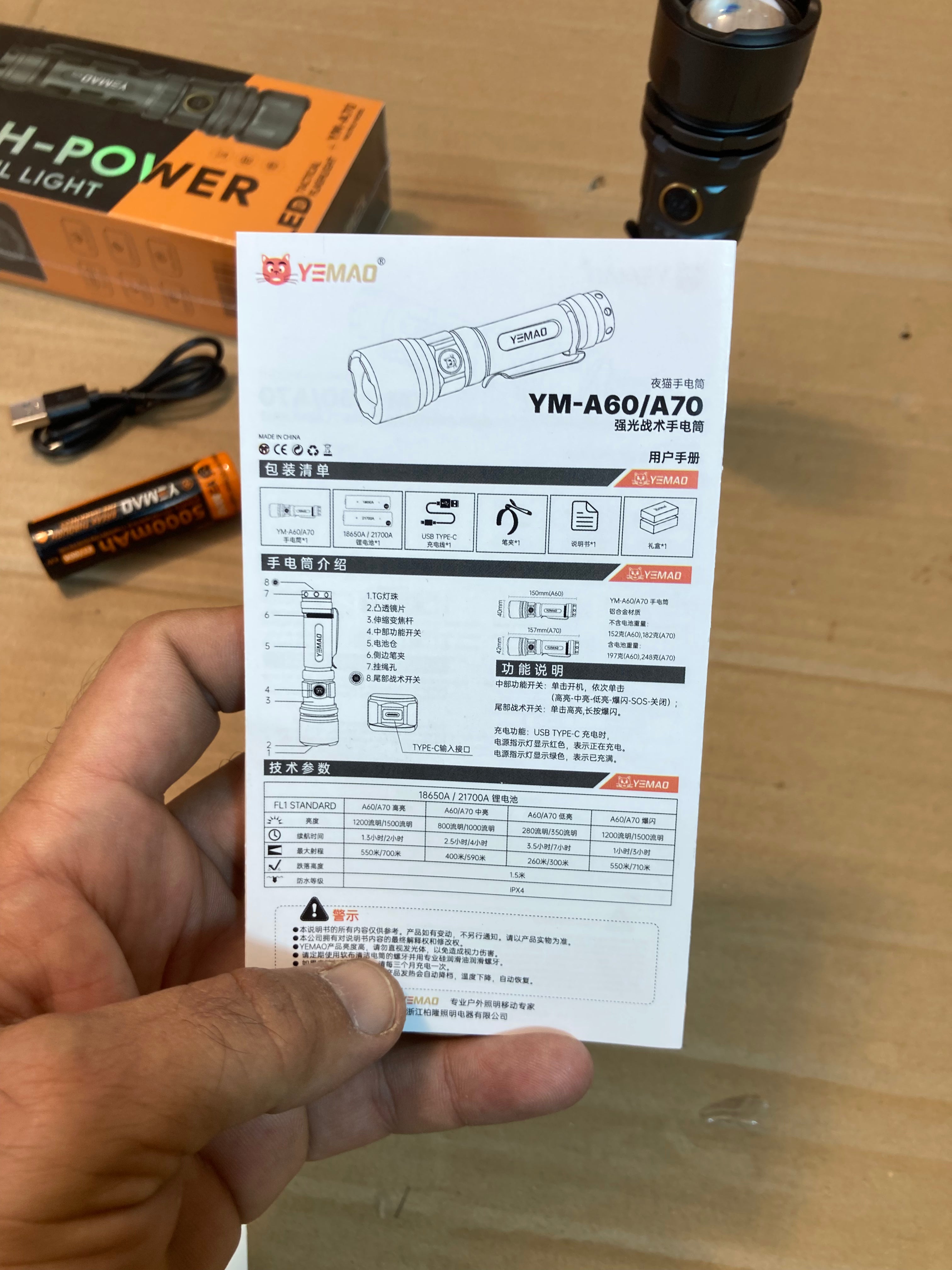 Yemao High Powerful Compact Flashlight-Torch YM-A60