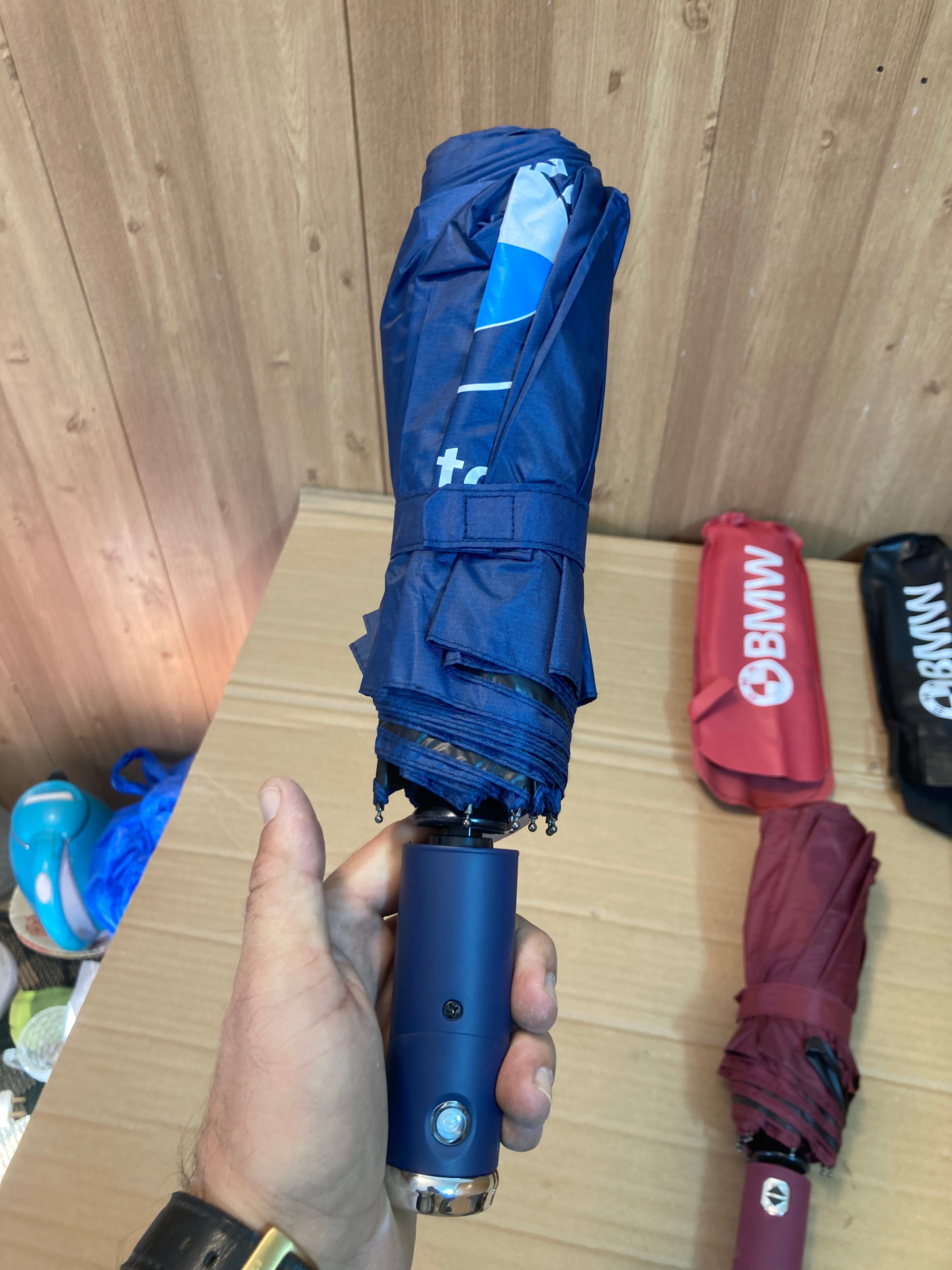 BMW Travel Friendly Wind Resistant Folding Umbrella With Carrying Pouch