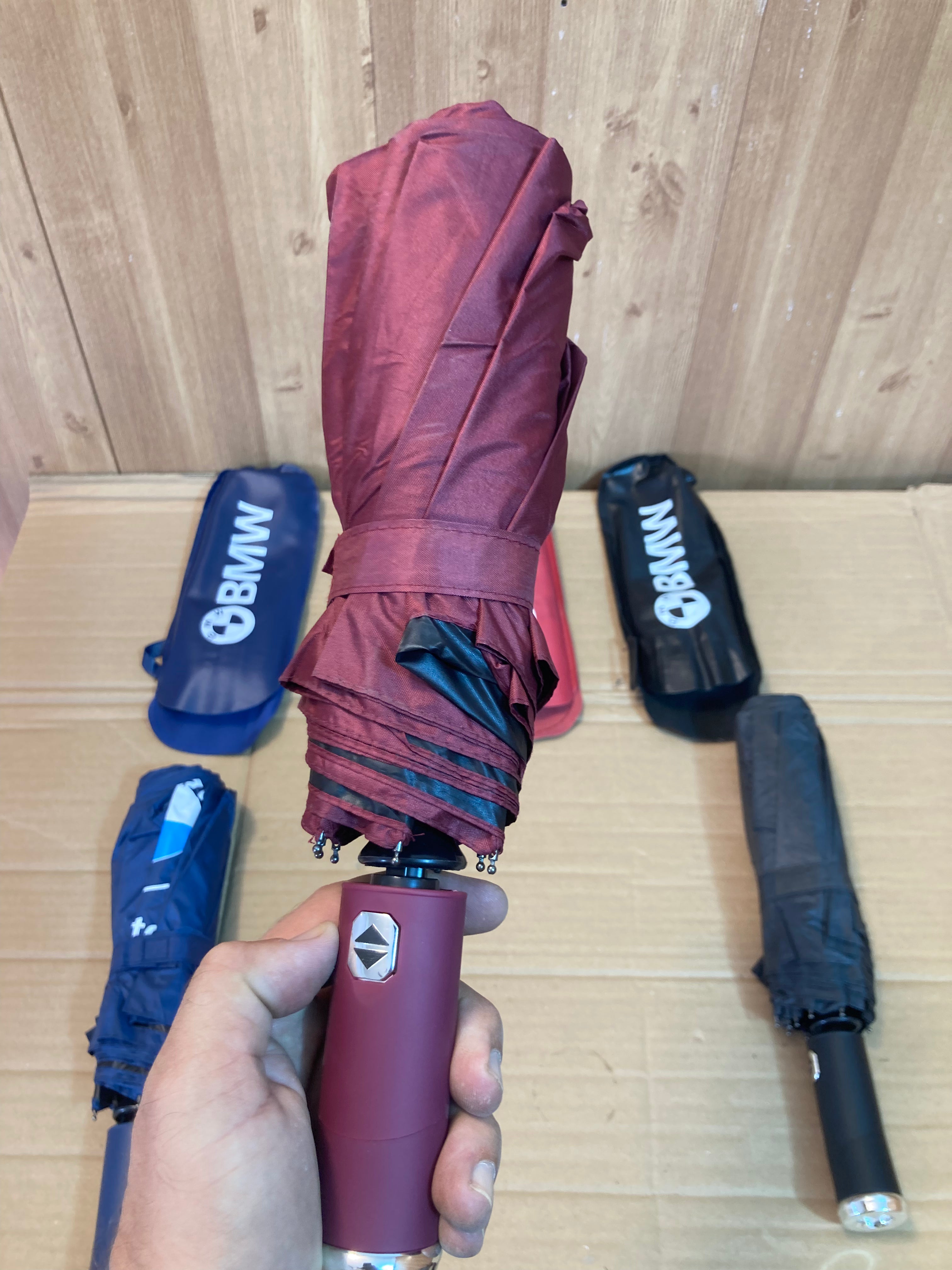 BMW Travel Friendly Wind Resistant Folding Umbrella With Carrying Pouch