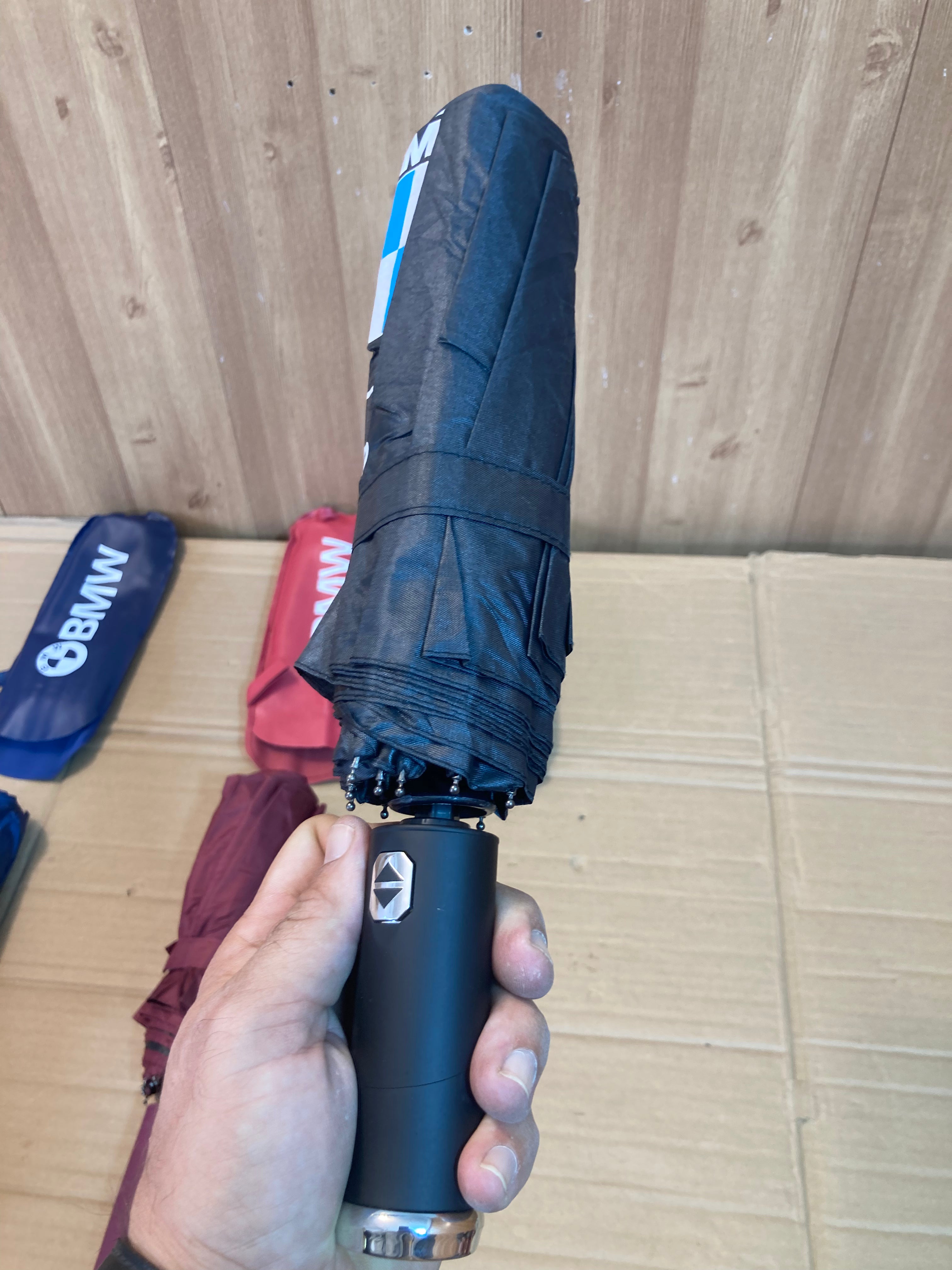 BMW Travel Friendly Wind Resistant Folding Umbrella With Carrying Pouch