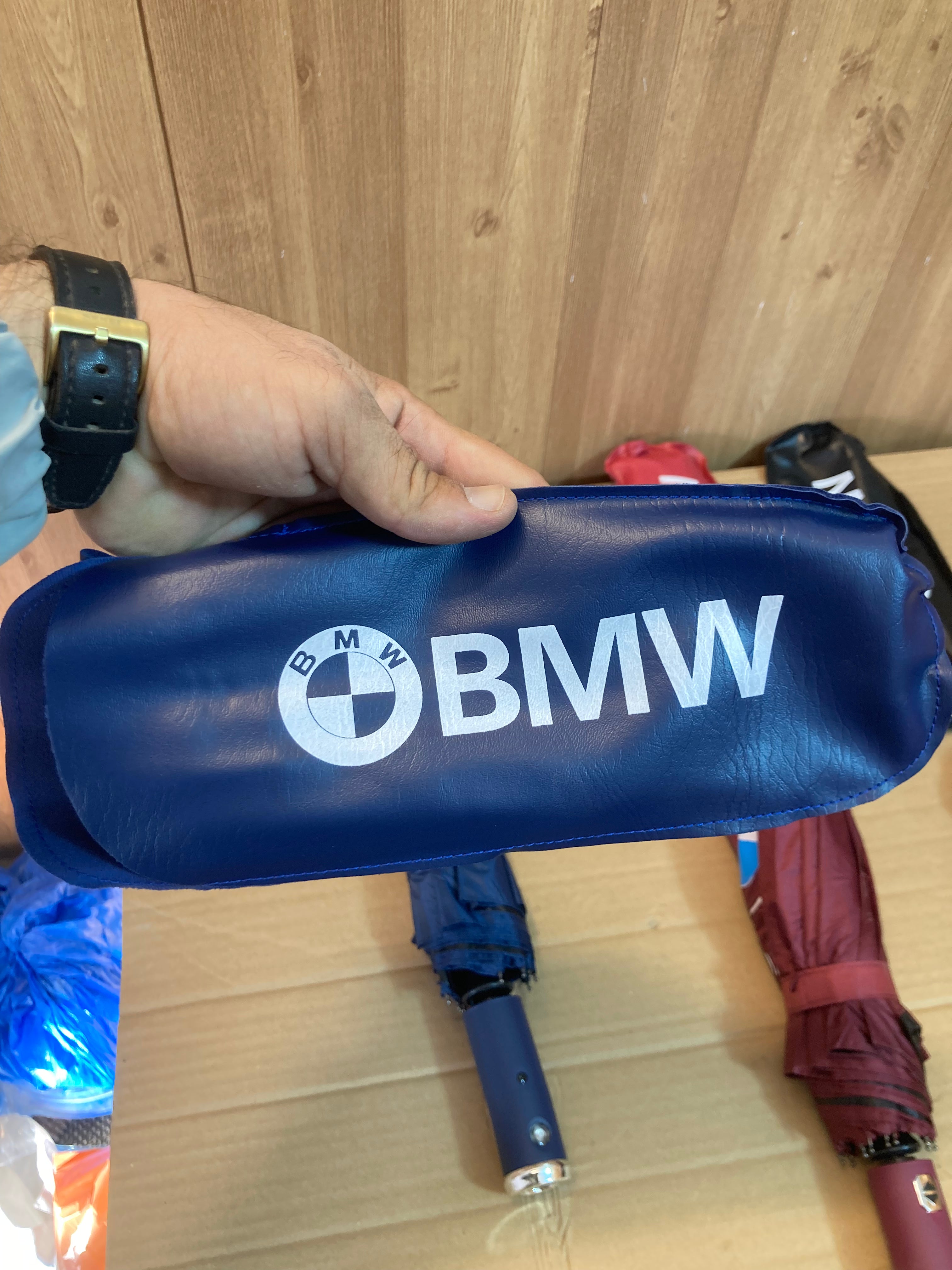 BMW Travel Friendly Wind Resistant Folding Umbrella With Carrying Pouch