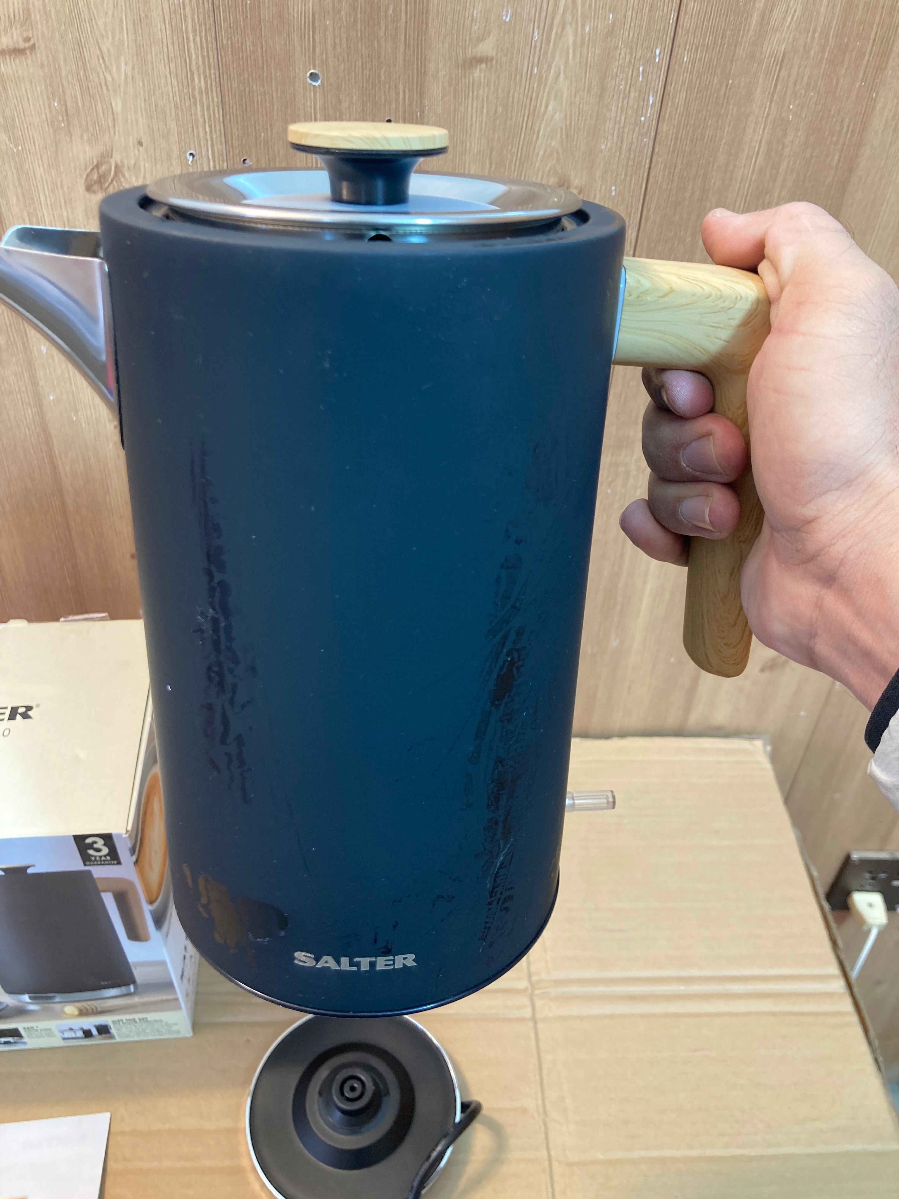 Salter 1.7L Stainless Steel Electric Kettle with Wooden Handle – 2500W Fast Boil