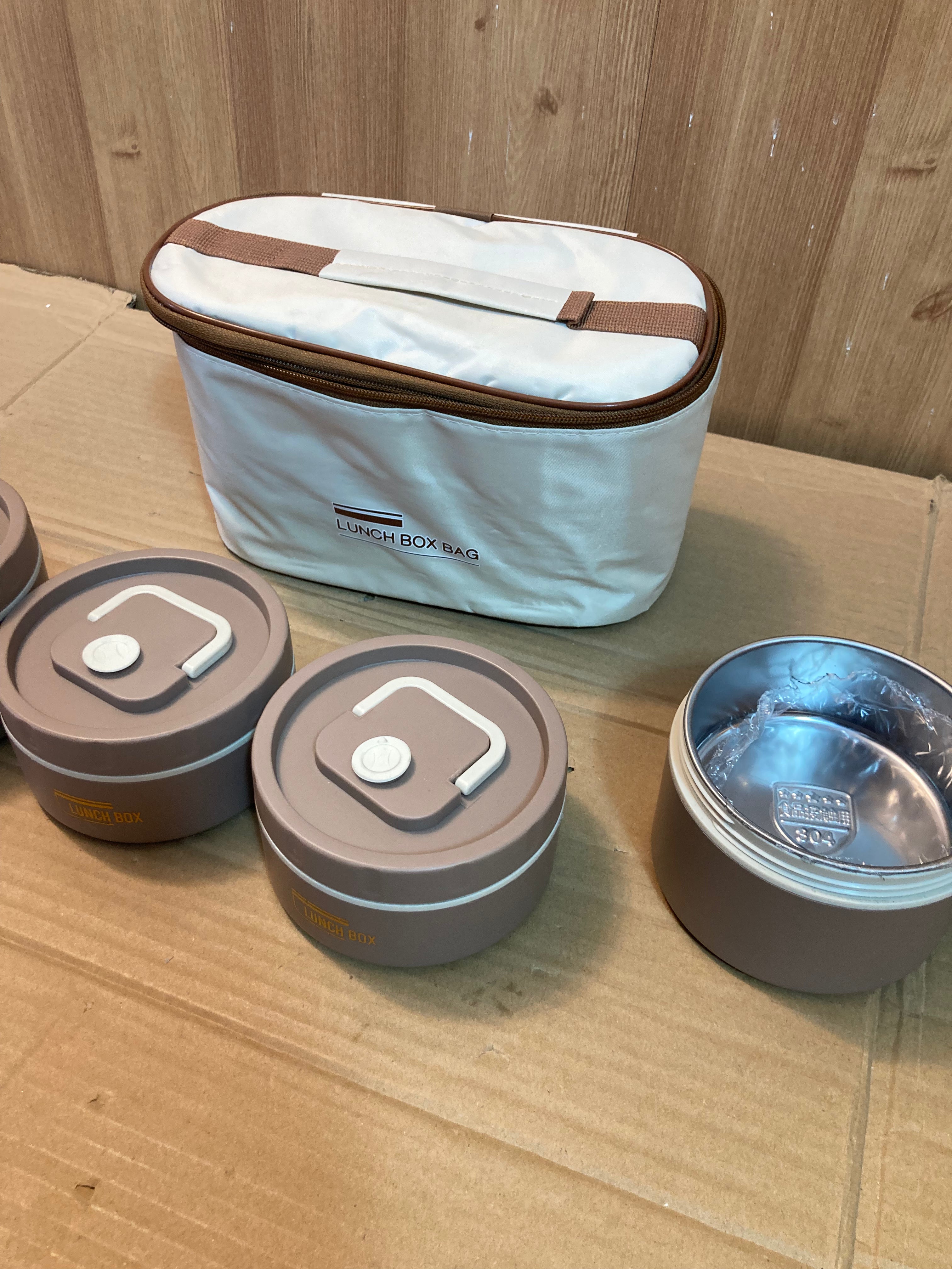 Thermal 4PCs Stainless Steel Lunch Box Set With Carrying Bag