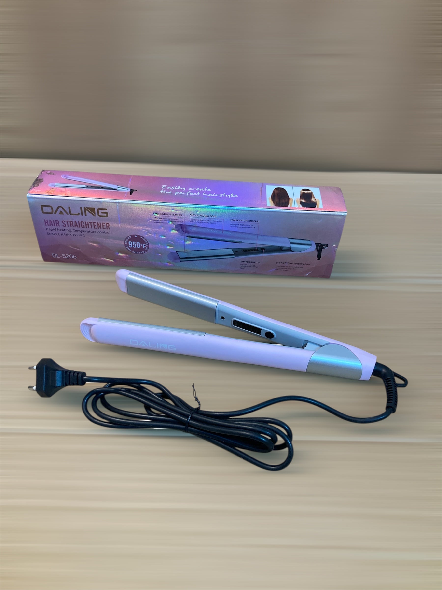 Daling 55W Ceramic Hair Straightener with 5 Heat Settings DL-5206