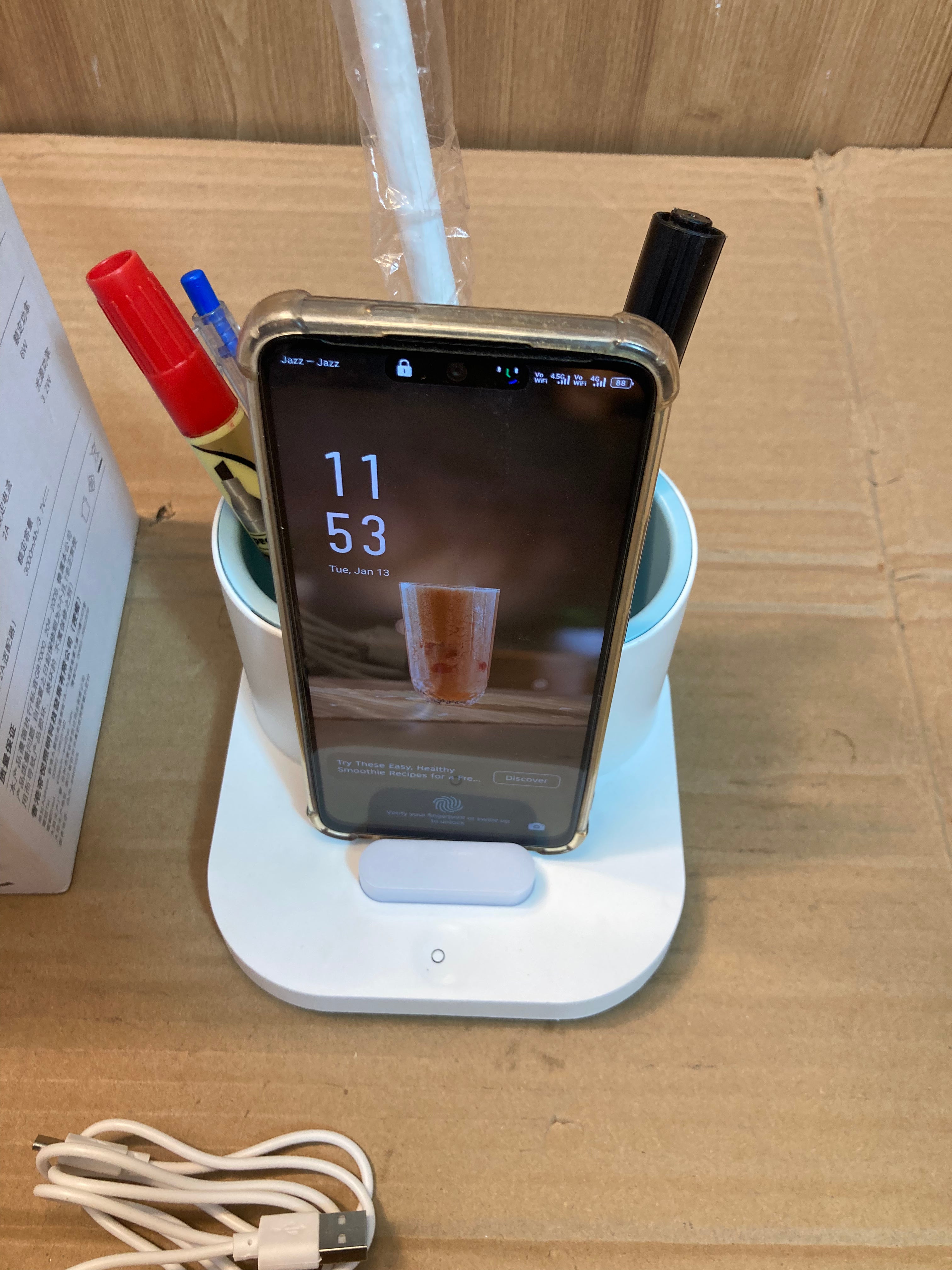 Rechargeable Flexible Desk Lamp With Phone and Pen Holder - Study Lamp