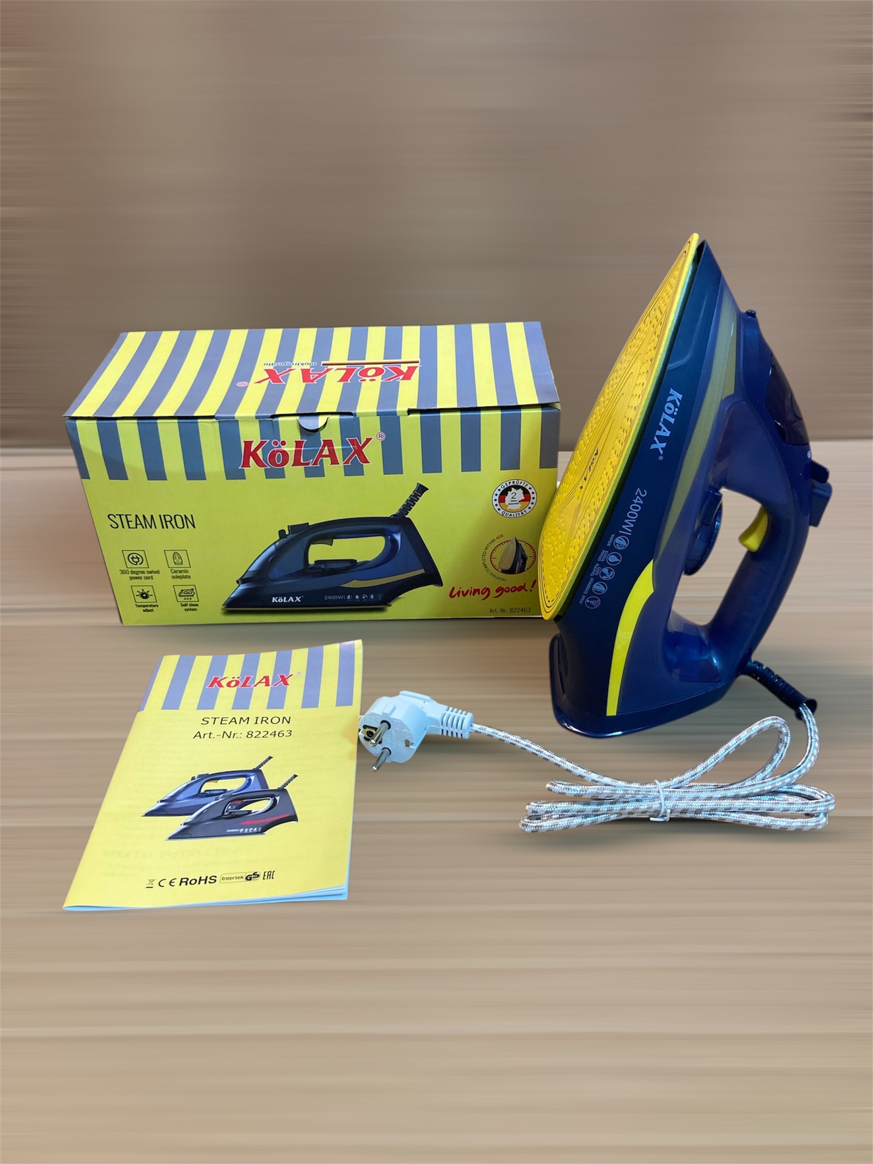 KoLAX Germany Ceramic Soleplate Steam Iron 2400W