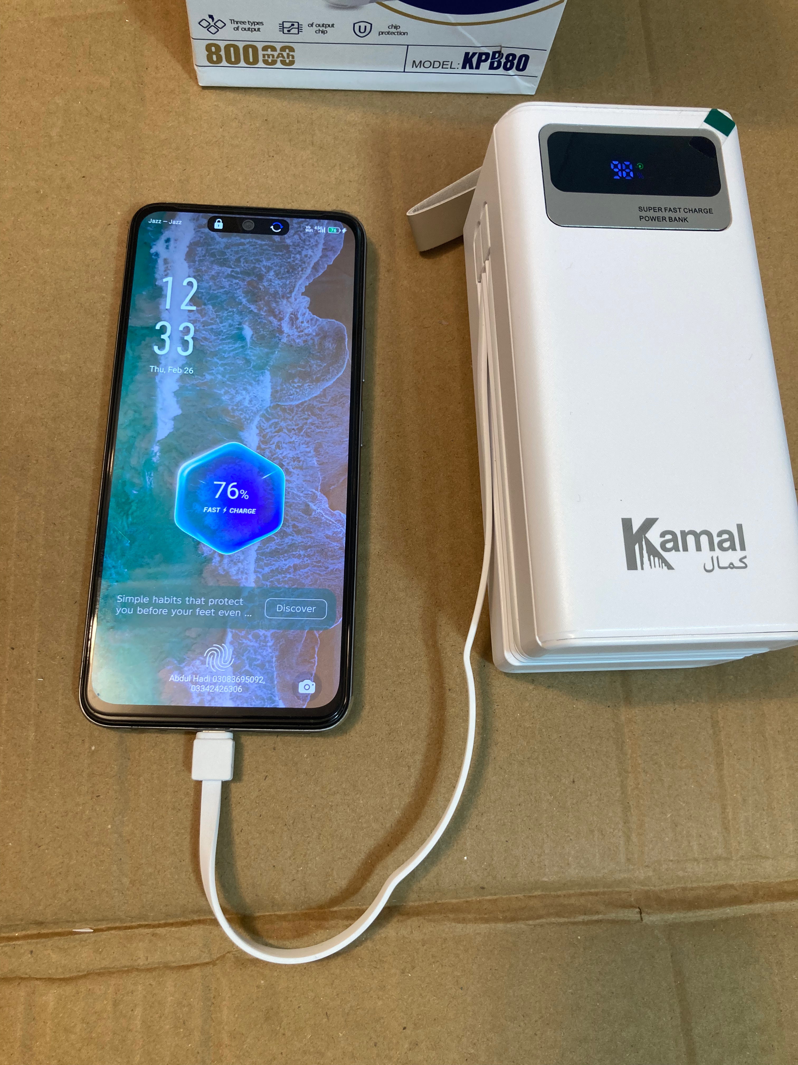 Kamal 22.5W PD Fast Charging 80000mAh Power Bank KPB80