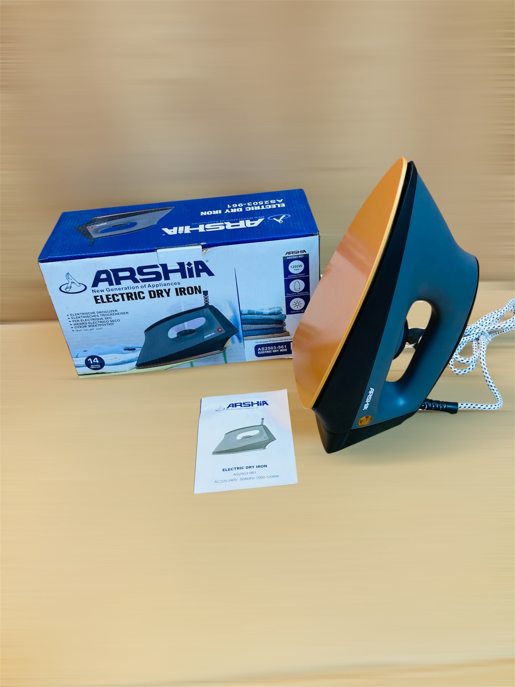Arshia Heavy Weight Ceramic Soleplate Electric Dry Iron 1200W